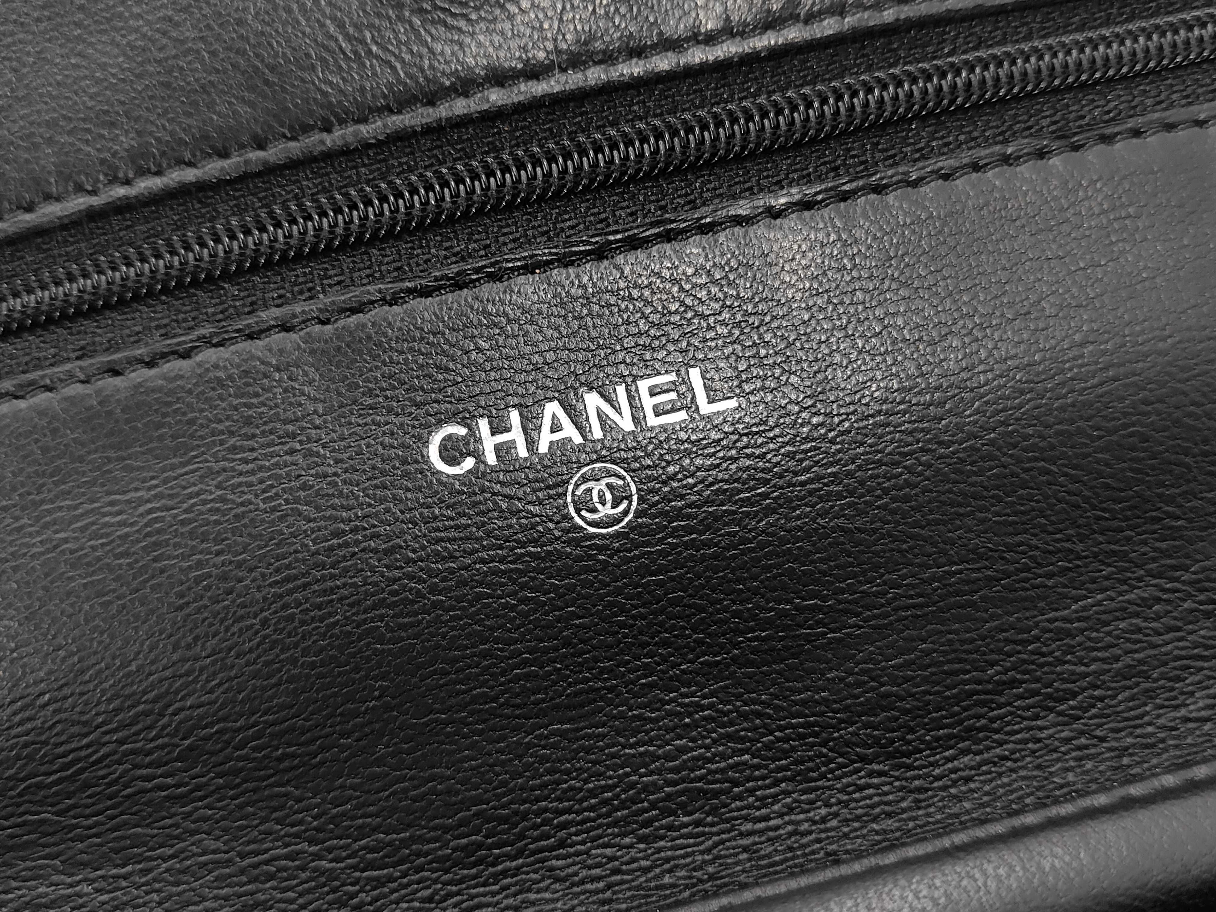 Lambskin Matelassé Chain Wallet, Black with Silver Hardware, Serial Number 22 Series, Shoulder Bag — view 8