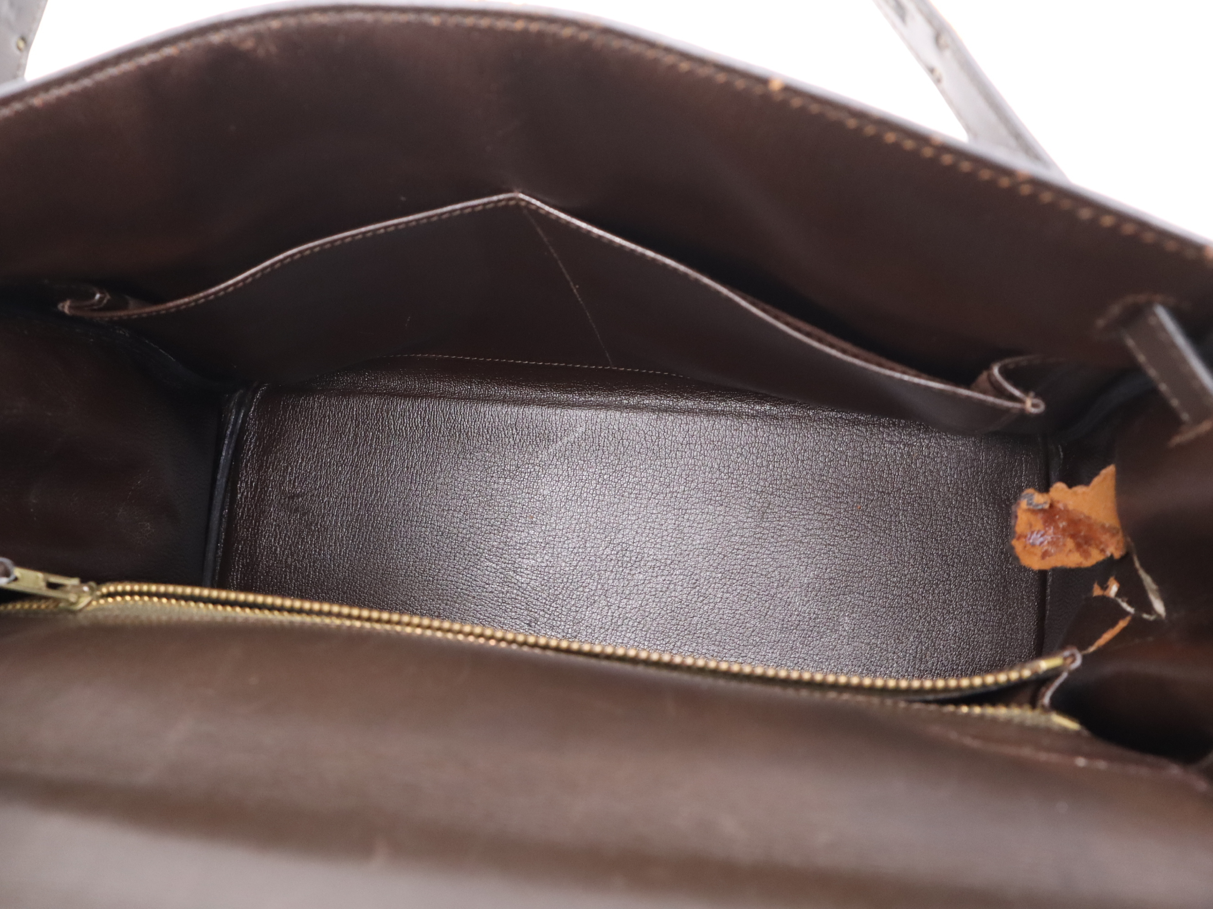Leather Kelly 32 2-way Handbag, Dark Brown, Gold Hardware, Shoulder Strap, 2 Keys, Clochette Included, W Stamp, 1993 Handbag — view 11