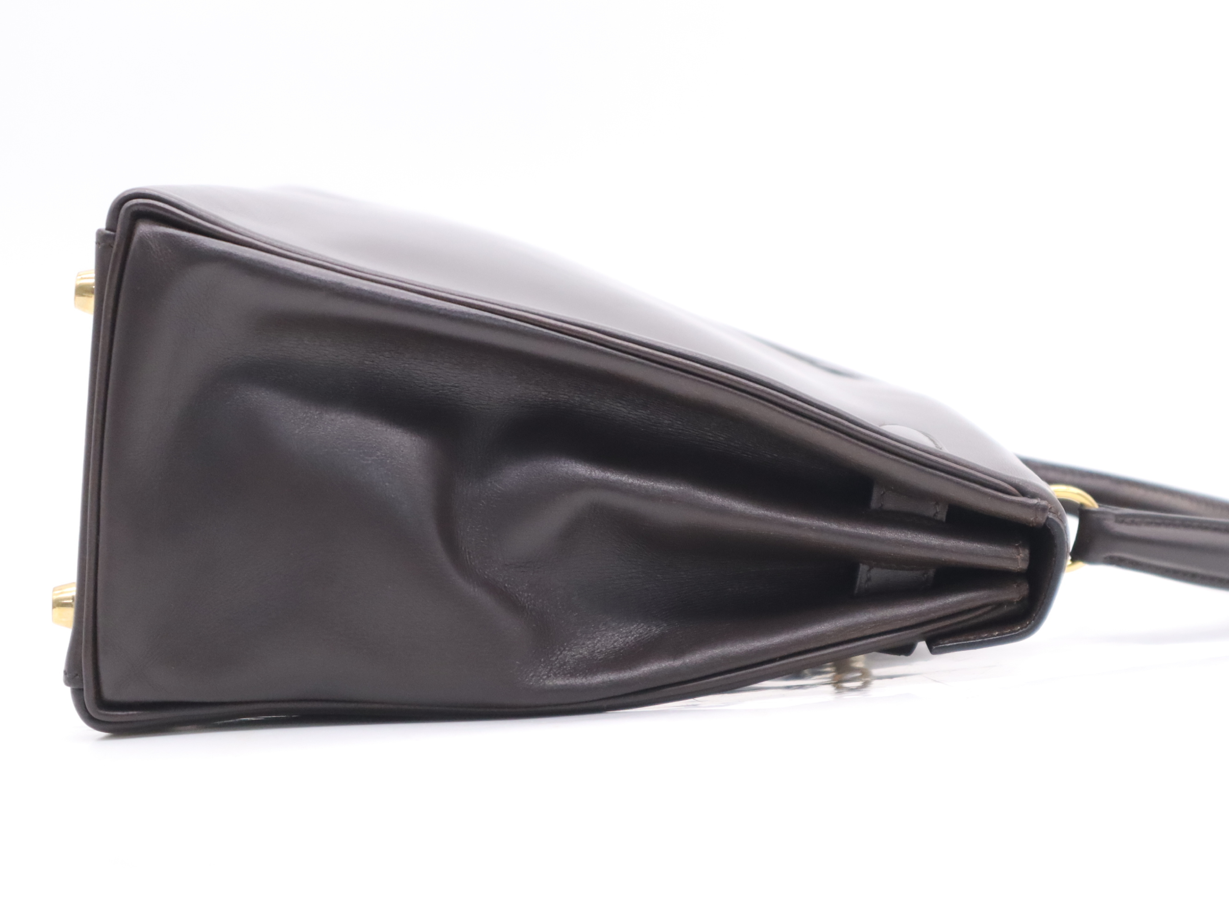 Leather Kelly 32 2-way Handbag, Dark Brown, Gold Hardware, Shoulder Strap, 2 Keys, Clochette Included, W Stamp, 1993 Handbag — view 5