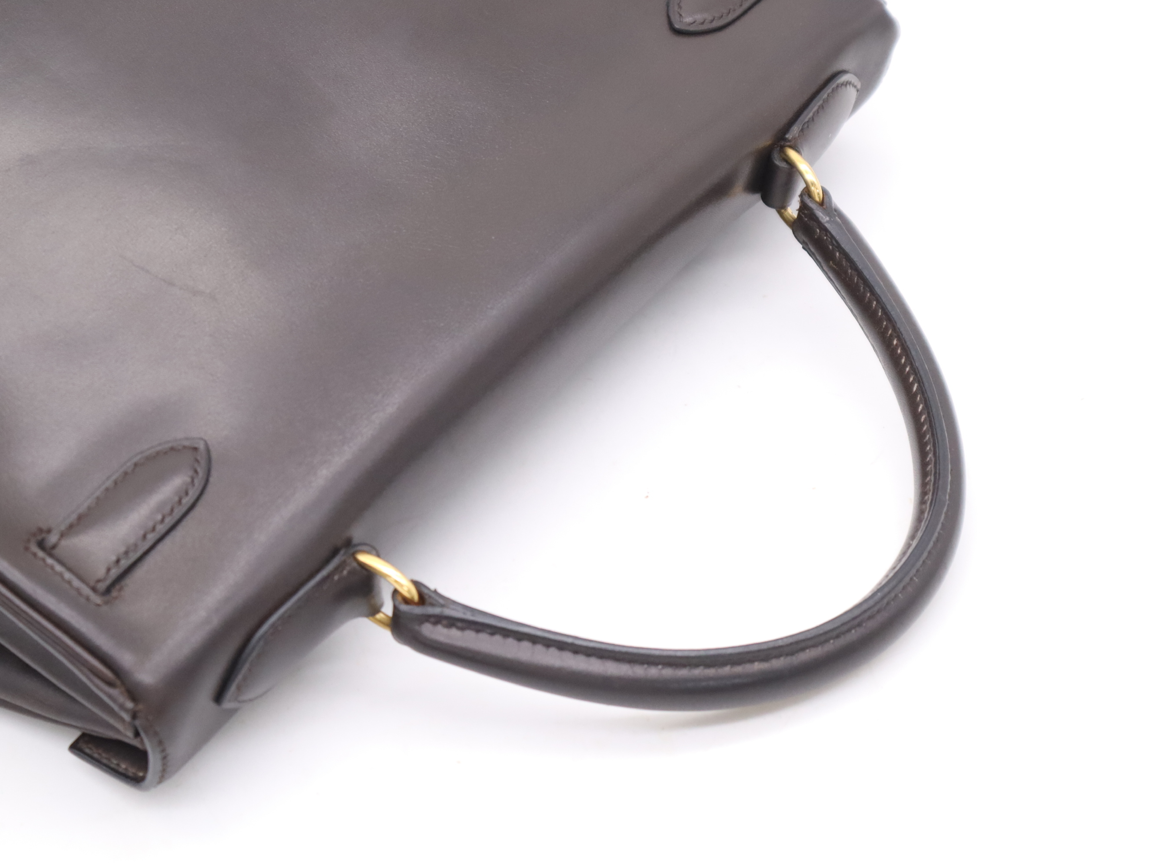 Leather Kelly 32 2-way Handbag, Dark Brown, Gold Hardware, Shoulder Strap, 2 Keys, Clochette Included, W Stamp, 1993 Handbag — view 6
