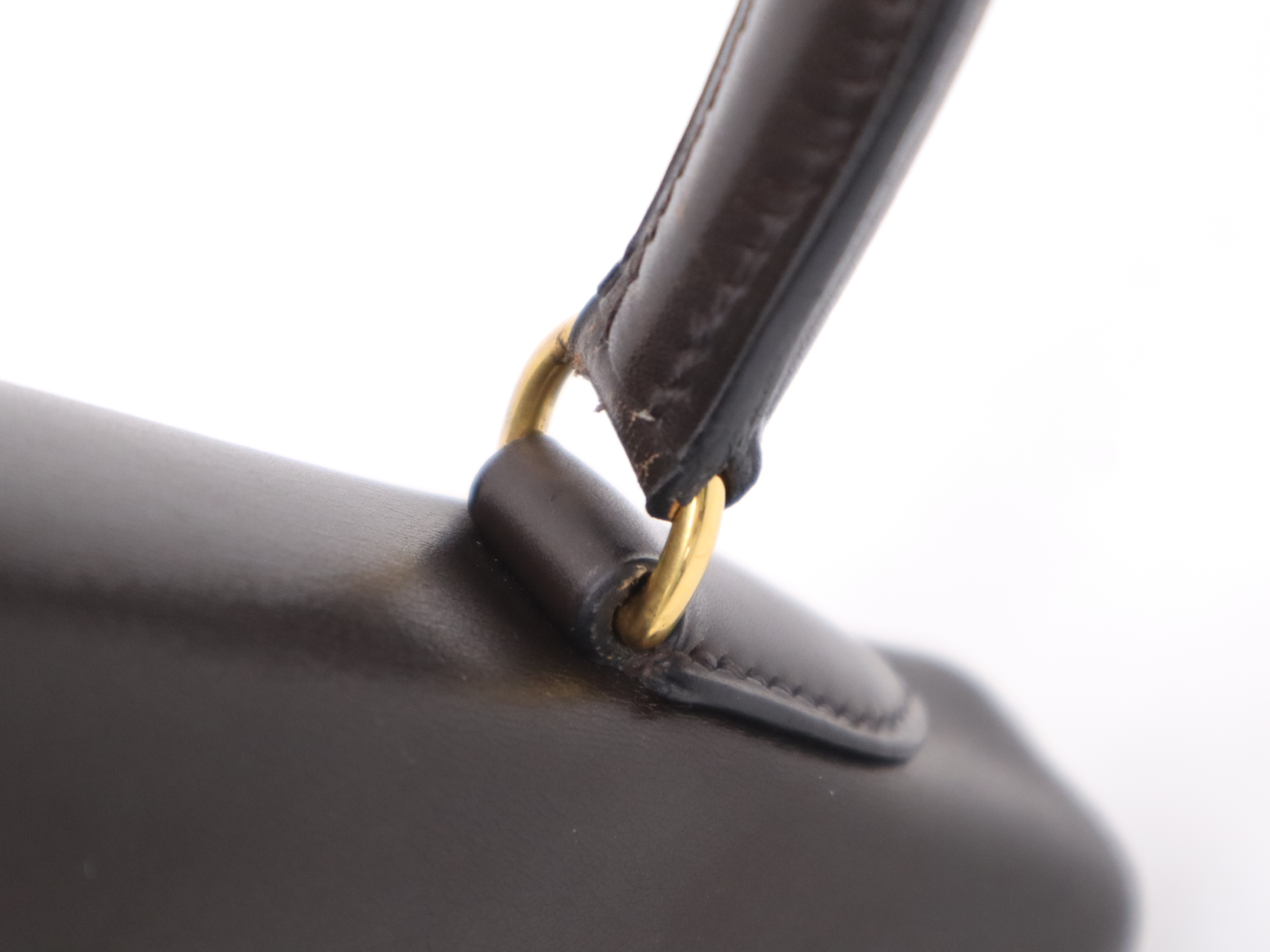 Leather Kelly 32 2-way Handbag, Dark Brown, Gold Hardware, Shoulder Strap, 2 Keys, Clochette Included, W Stamp, 1993 Handbag — view 8