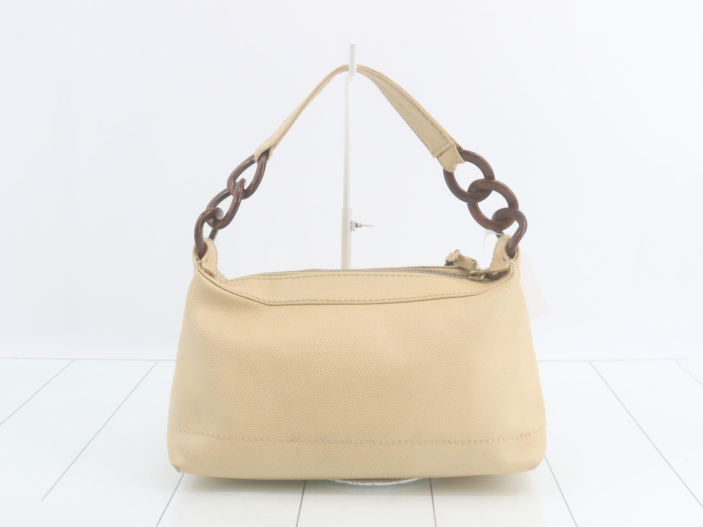 Caviar skin wood shoulder bag, beige, with seal, item number 7. — view 2