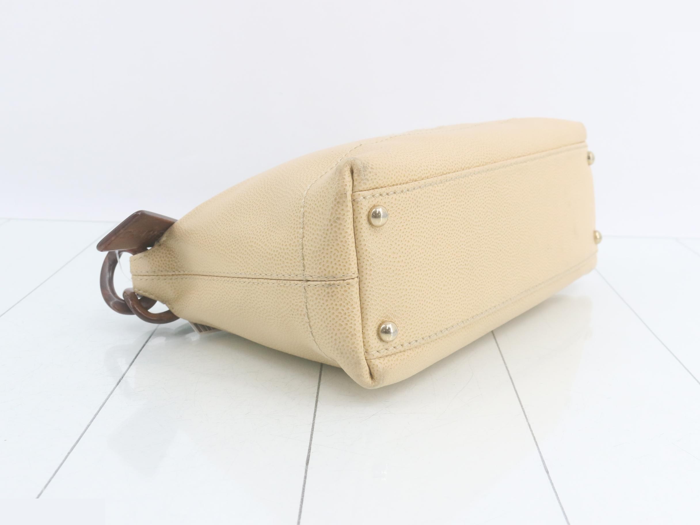 Caviar skin wood shoulder bag, beige, with seal, item number 7. — view 5