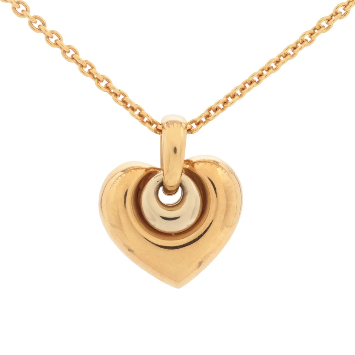 Doppio Cuore Necklace 750 (Yellow Gold x White Gold) 10.6g, Lobster clasp is distorted.