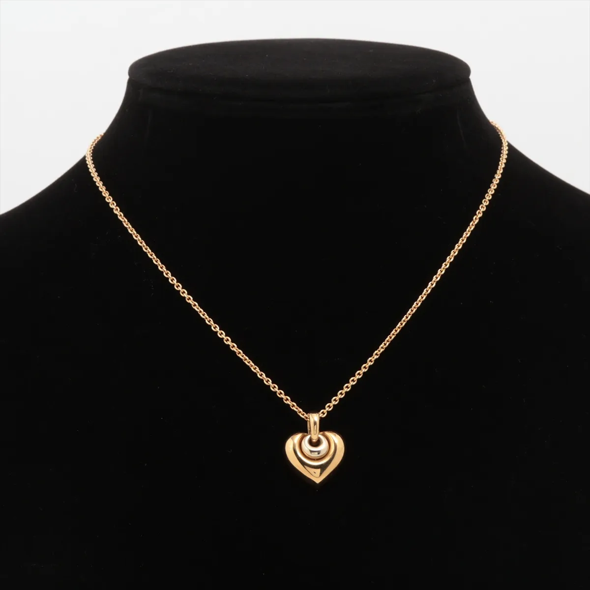 Doppio Cuore Necklace 750 (Yellow Gold x White Gold) 10.6g, Lobster clasp is distorted. — view 5