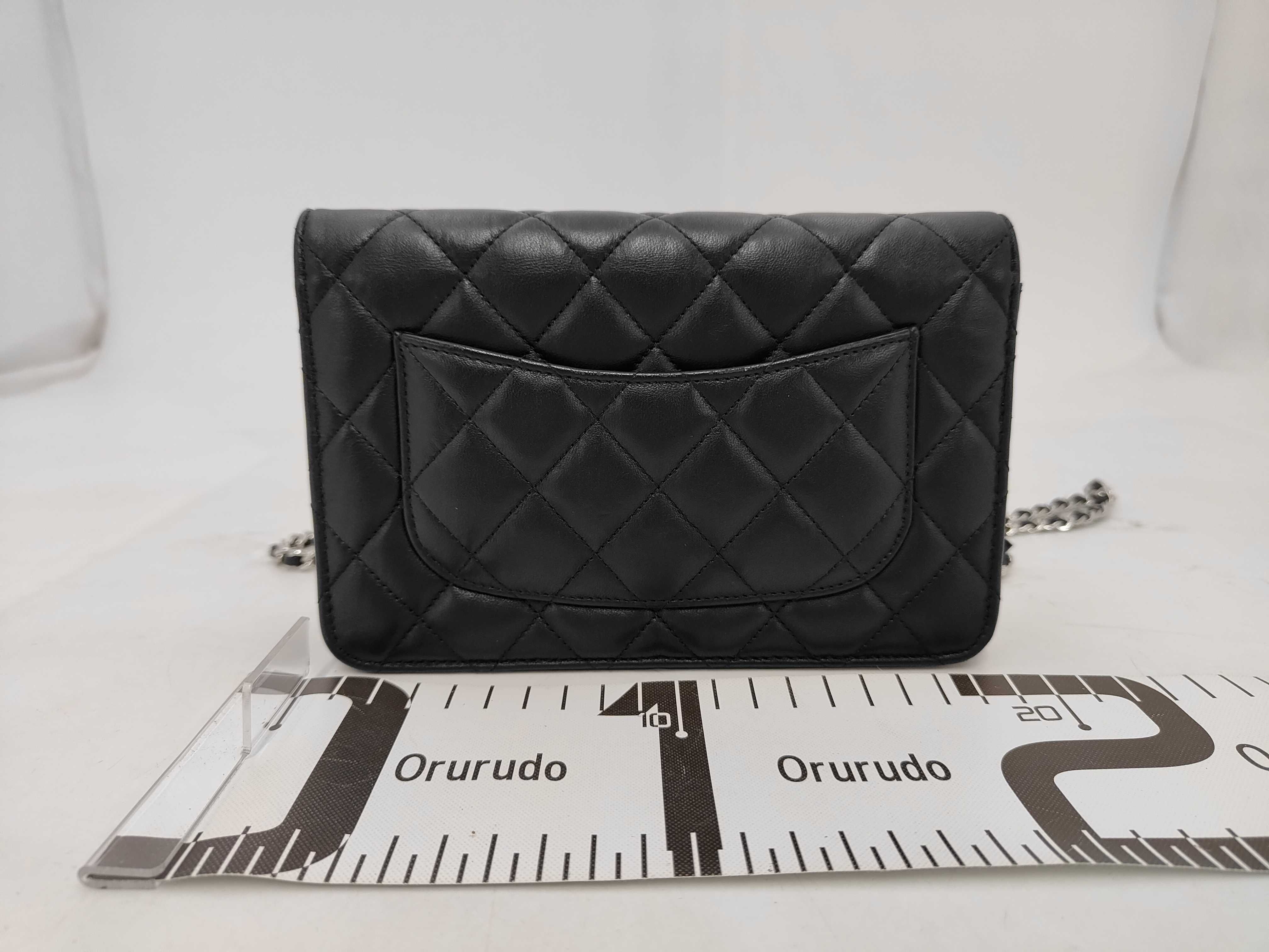 Matelassé Chain Wallet, Black Lambskin, Silver Hardware, Shoulder Bag — view 2
