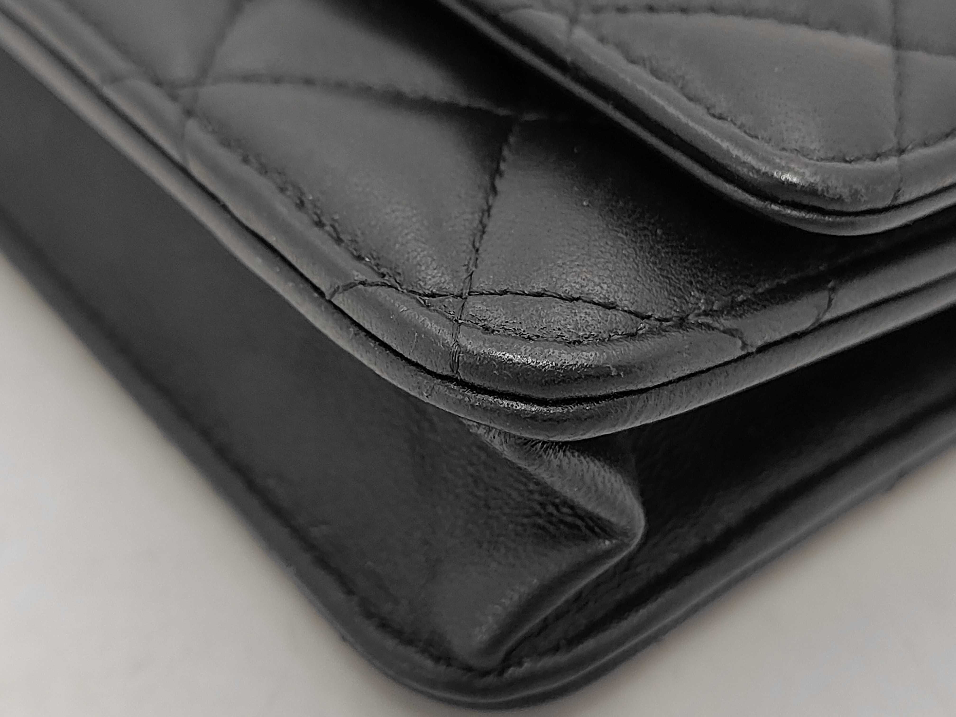 Matelassé Chain Wallet, Black Lambskin, Silver Hardware, Shoulder Bag — view 6