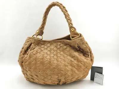 Intrecciato Handbag, Brown Handbag