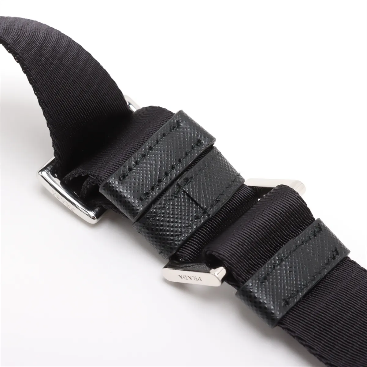 Tessuto Nylon x Leather Shoulder Bag Black 2ZH155 — view 11