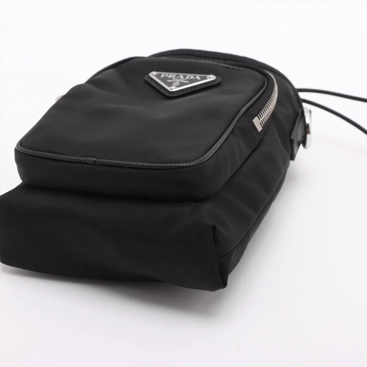 Tessuto Nylon x Leather Shoulder Bag Black 2ZH155 — view 3