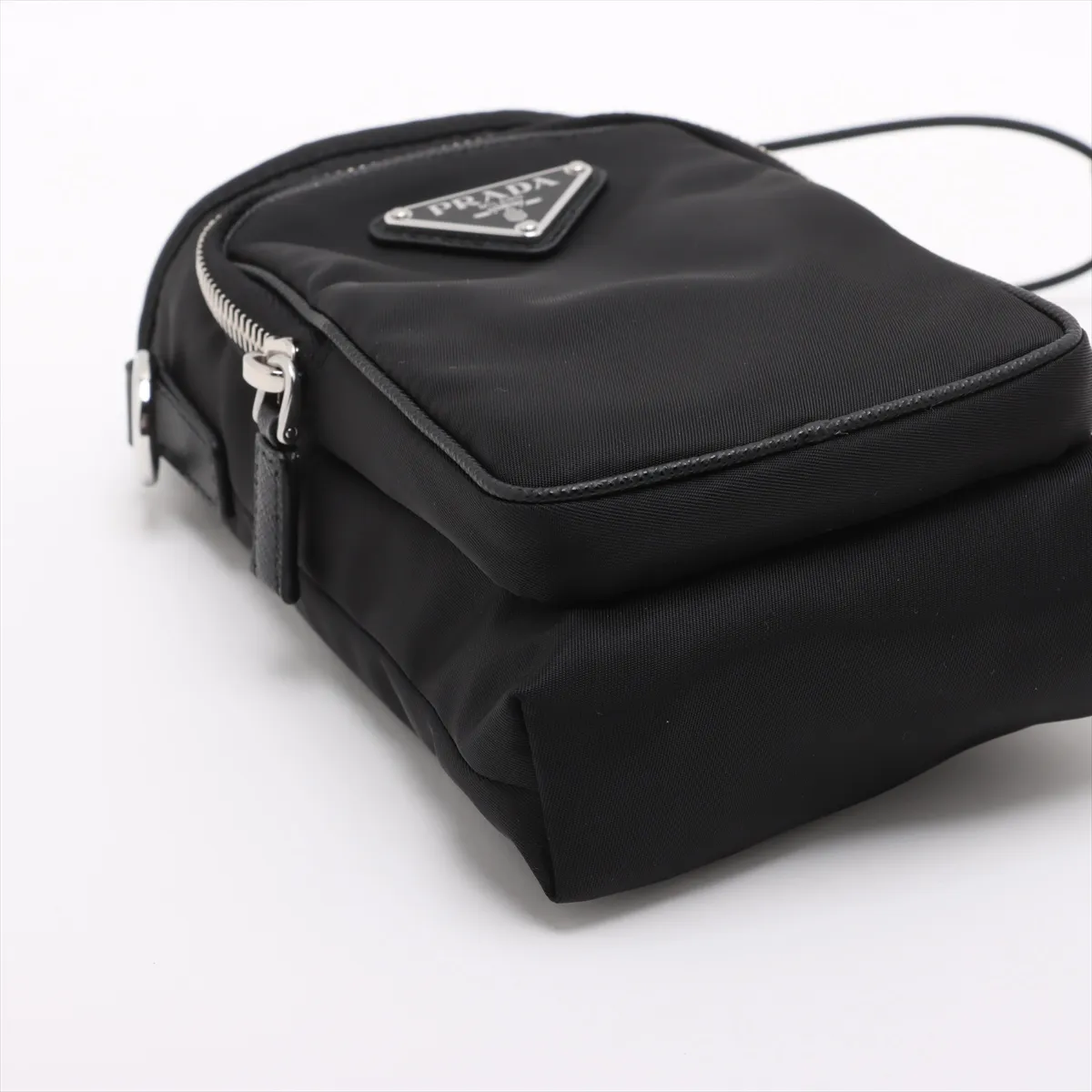 Tessuto Nylon x Leather Shoulder Bag Black 2ZH155 — view 4