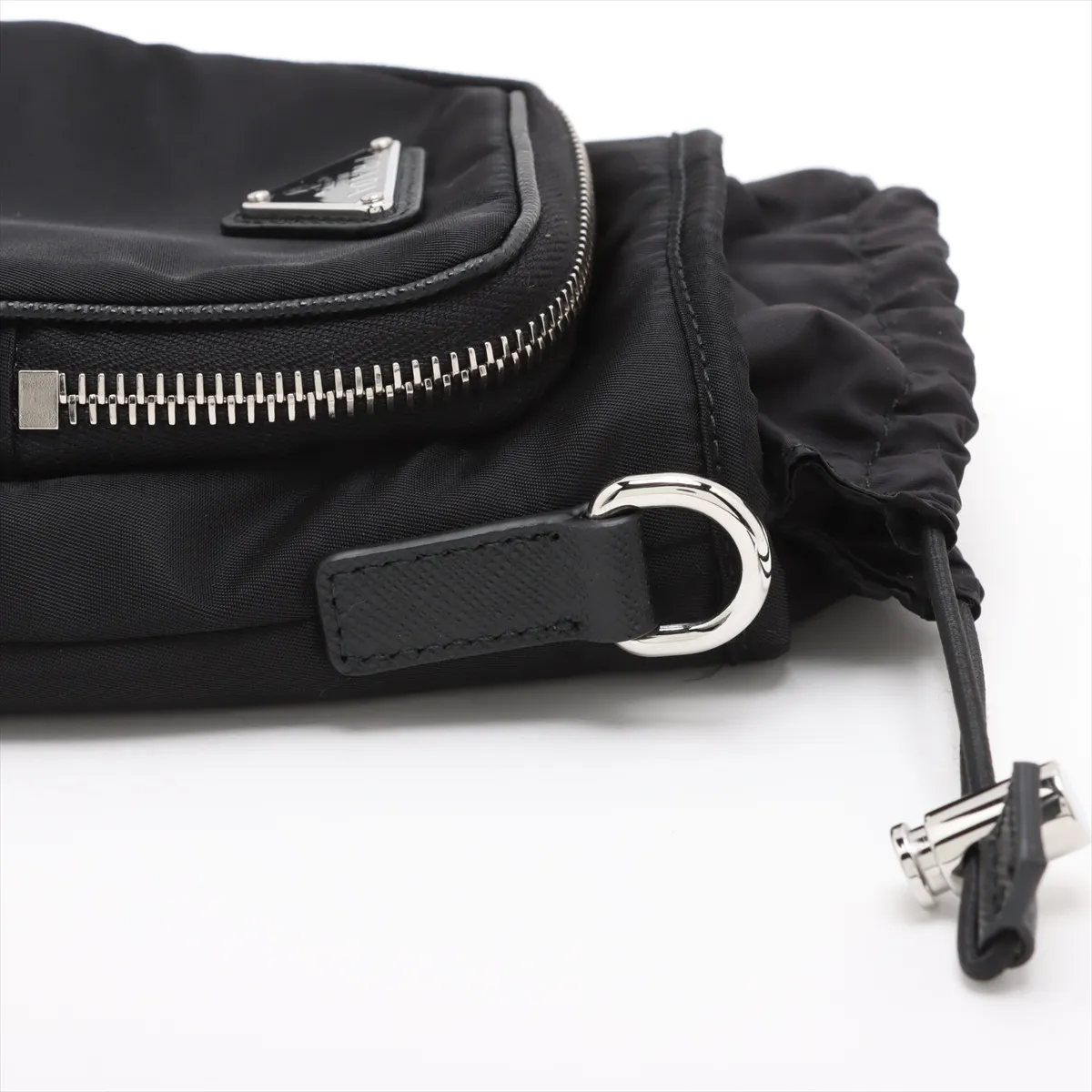 Tessuto Nylon x Leather Shoulder Bag Black 2ZH155 — view 10