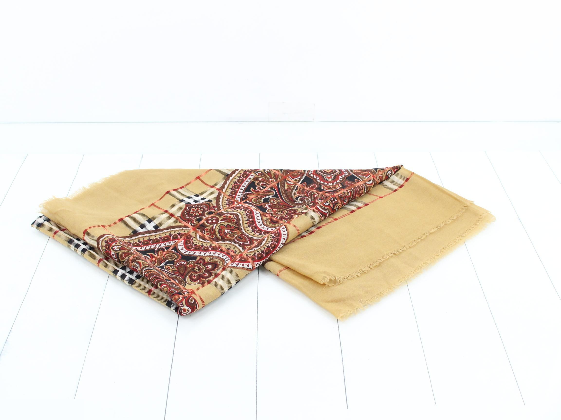 Nova Check lap blanket/stole, beige, with tags. — view 3