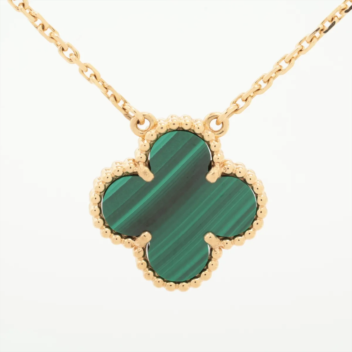 Vintage Alhambra Malachite Necklace, 750 (Yellow Gold), 5.4g, JA237159. Minor chips and — view 2
