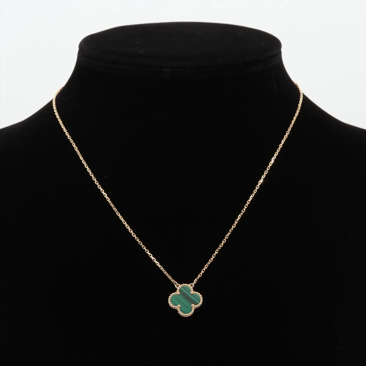 Vintage Alhambra Malachite Necklace, 750 (Yellow Gold), 5.4g, JA237159. Minor chips and — view 5