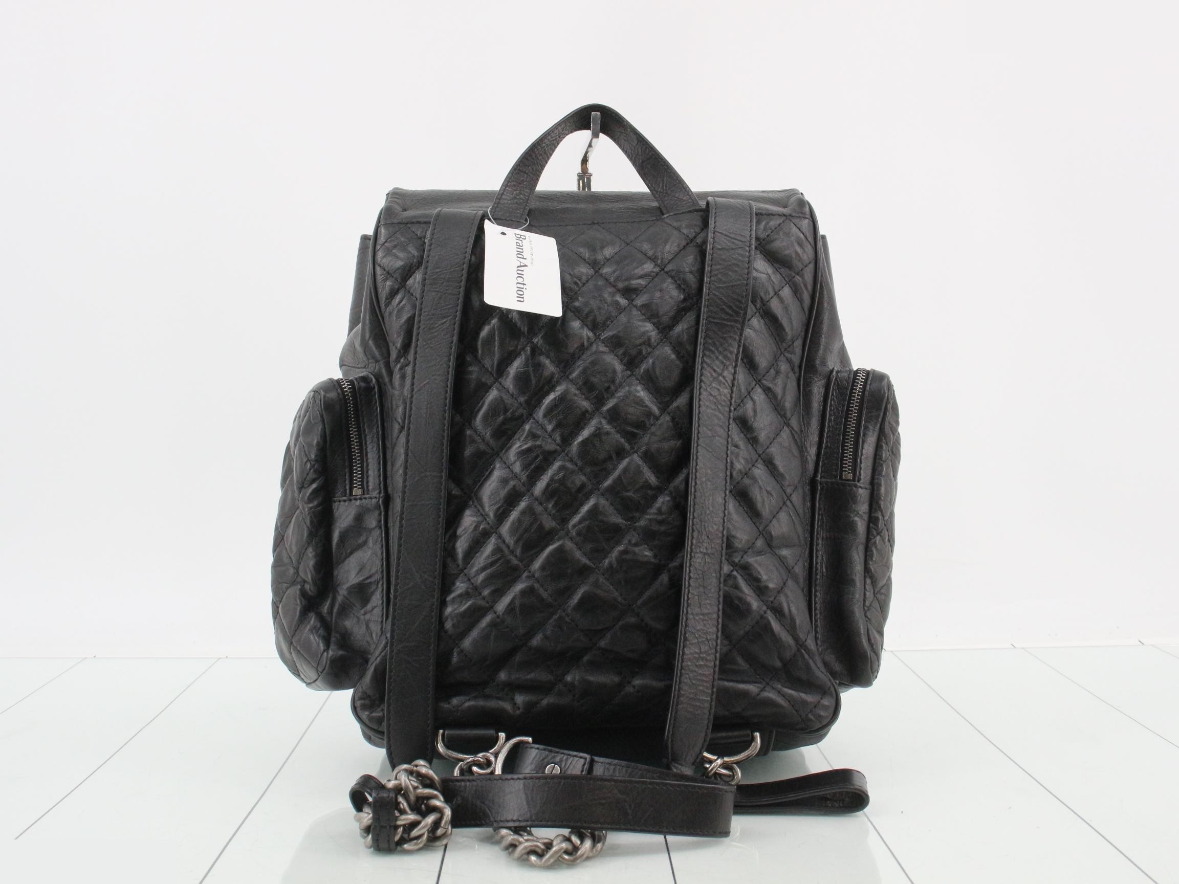 Matelassé Leather Chain Backpack — view 2