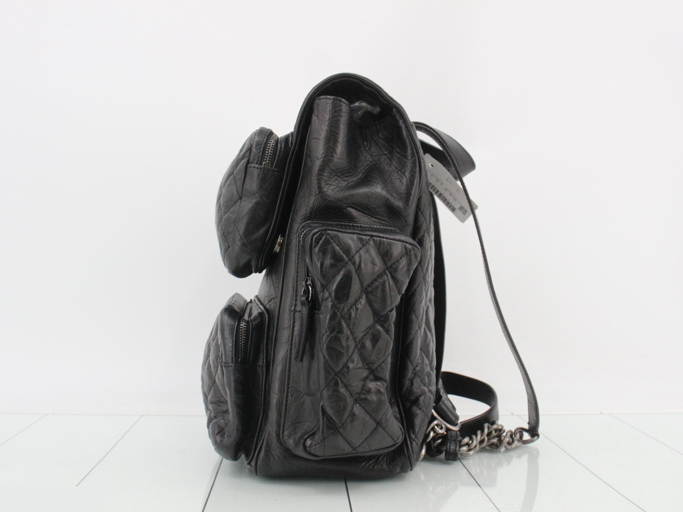 Matelassé Leather Chain Backpack — view 3
