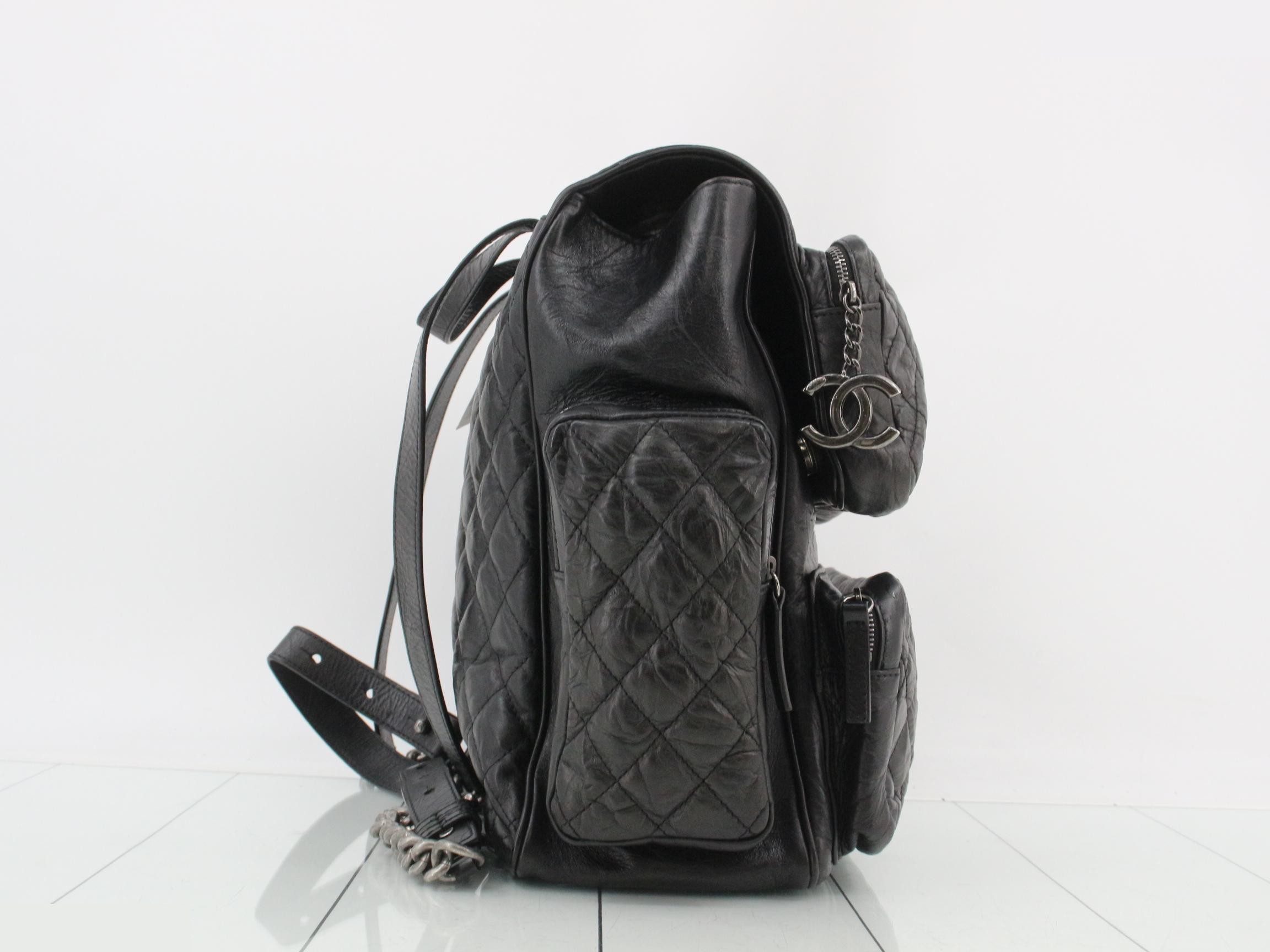Matelassé Leather Chain Backpack — view 4