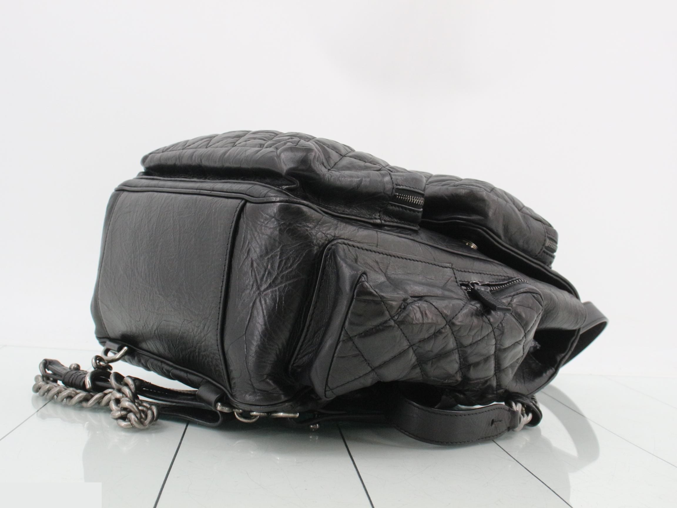 Matelassé Leather Chain Backpack — view 6