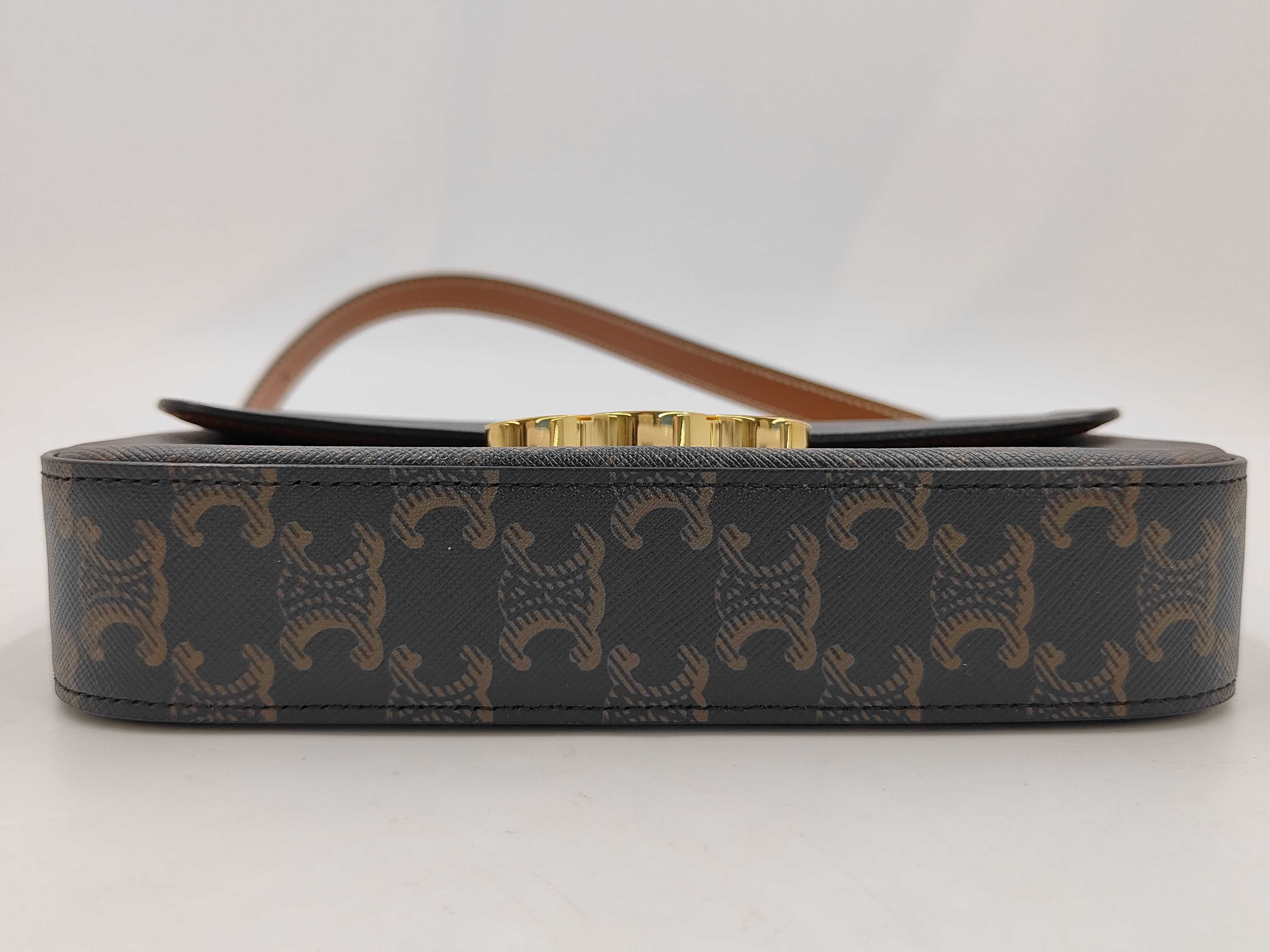 Triomphe Leather Black Shoulder Bag — view 3