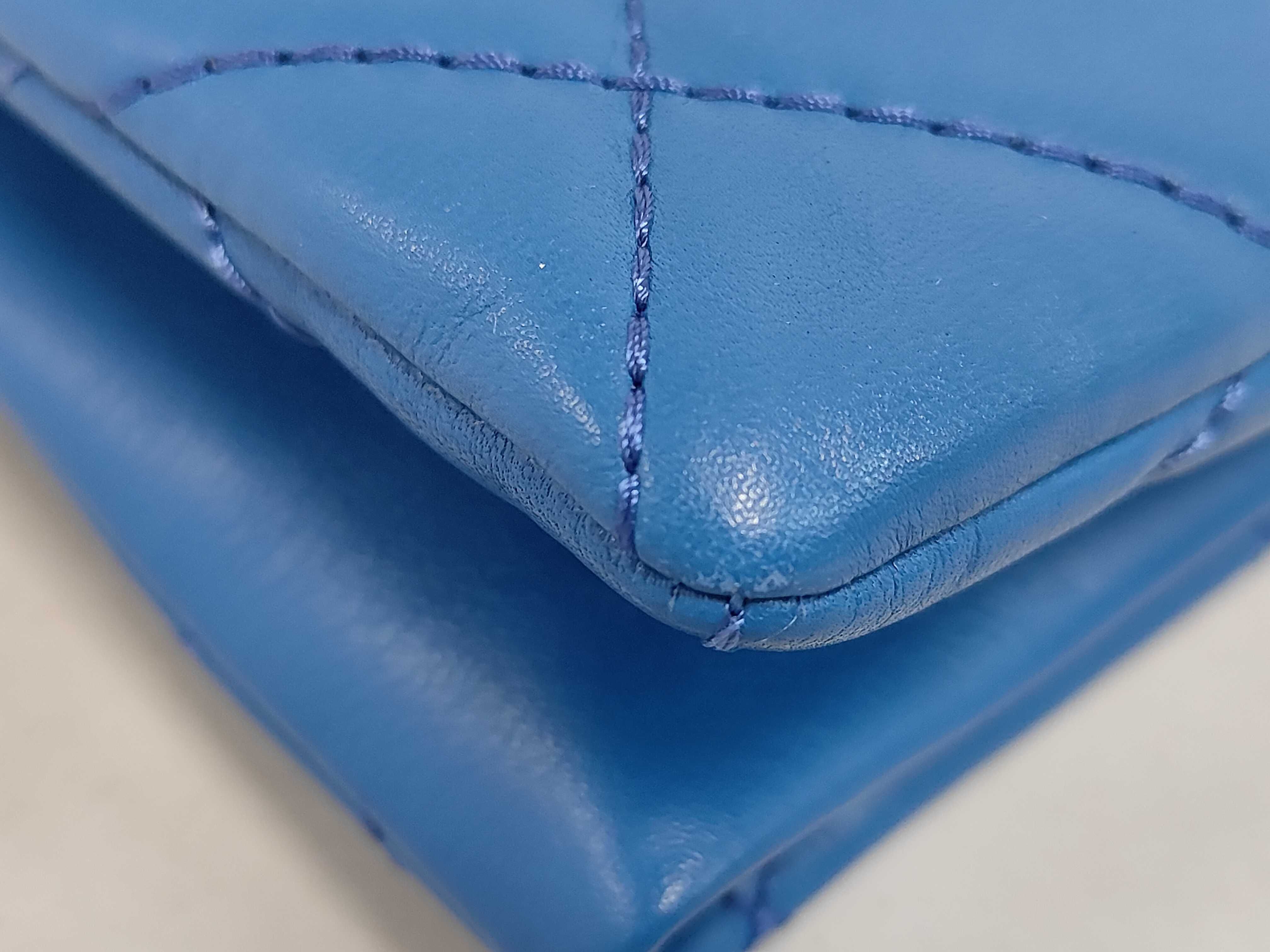 Matelassé Lambskin Clutch Bag, Blue, Item Number 25195801 — view 3