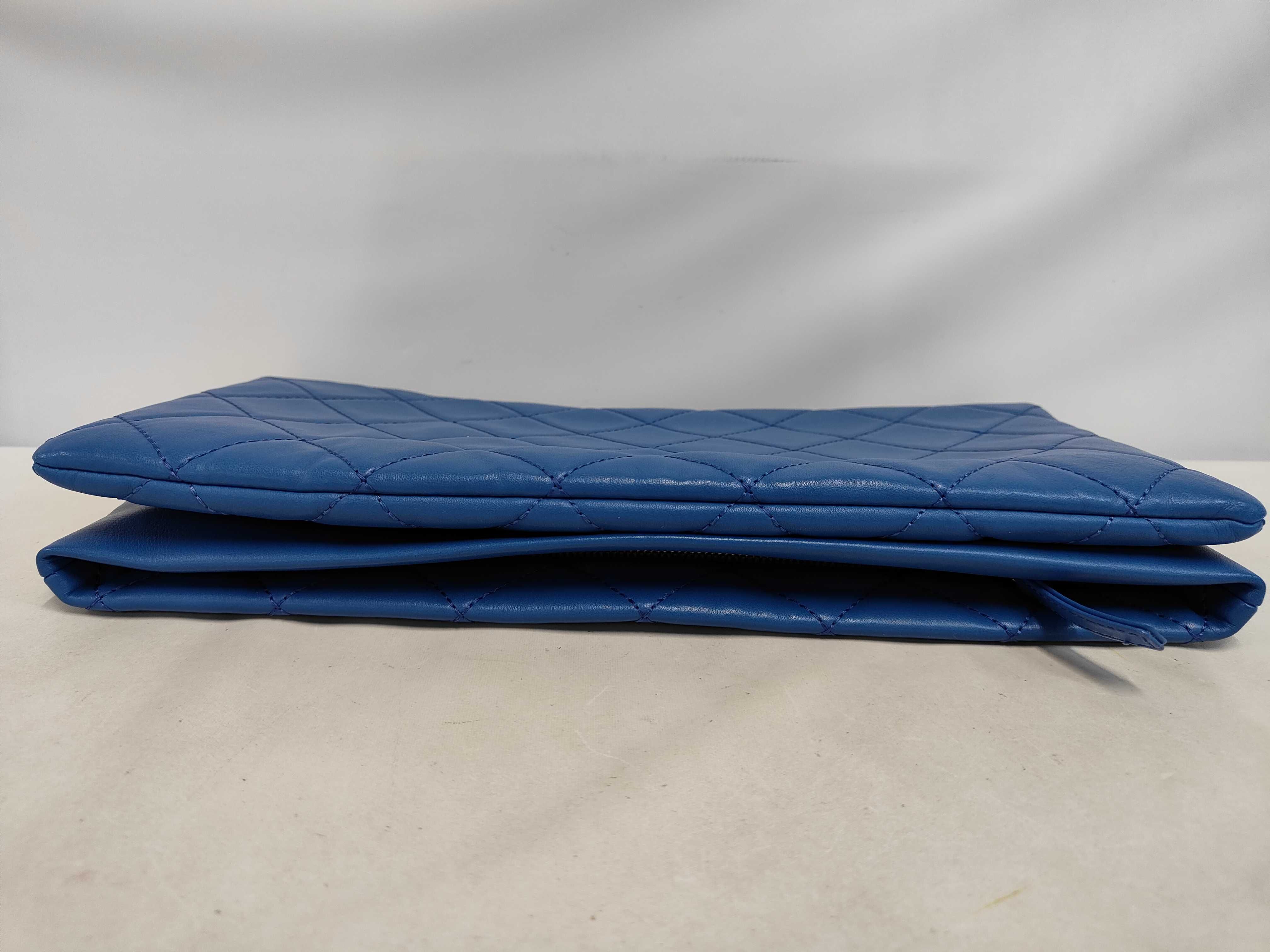Matelassé Lambskin Clutch Bag, Blue, Item Number 25195801 — view 4
