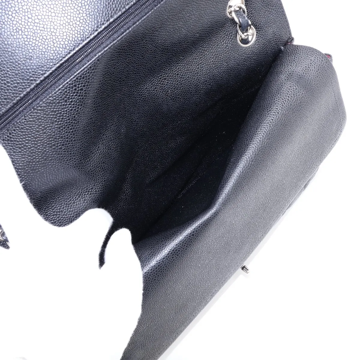 [Individually packaged] Chanel Large Matelassé 34 Maxi Caviar Skin Double Flap Double Chain Bag, Black with Silver Hardware, 15383485, Serial Number , A58601 — view 11