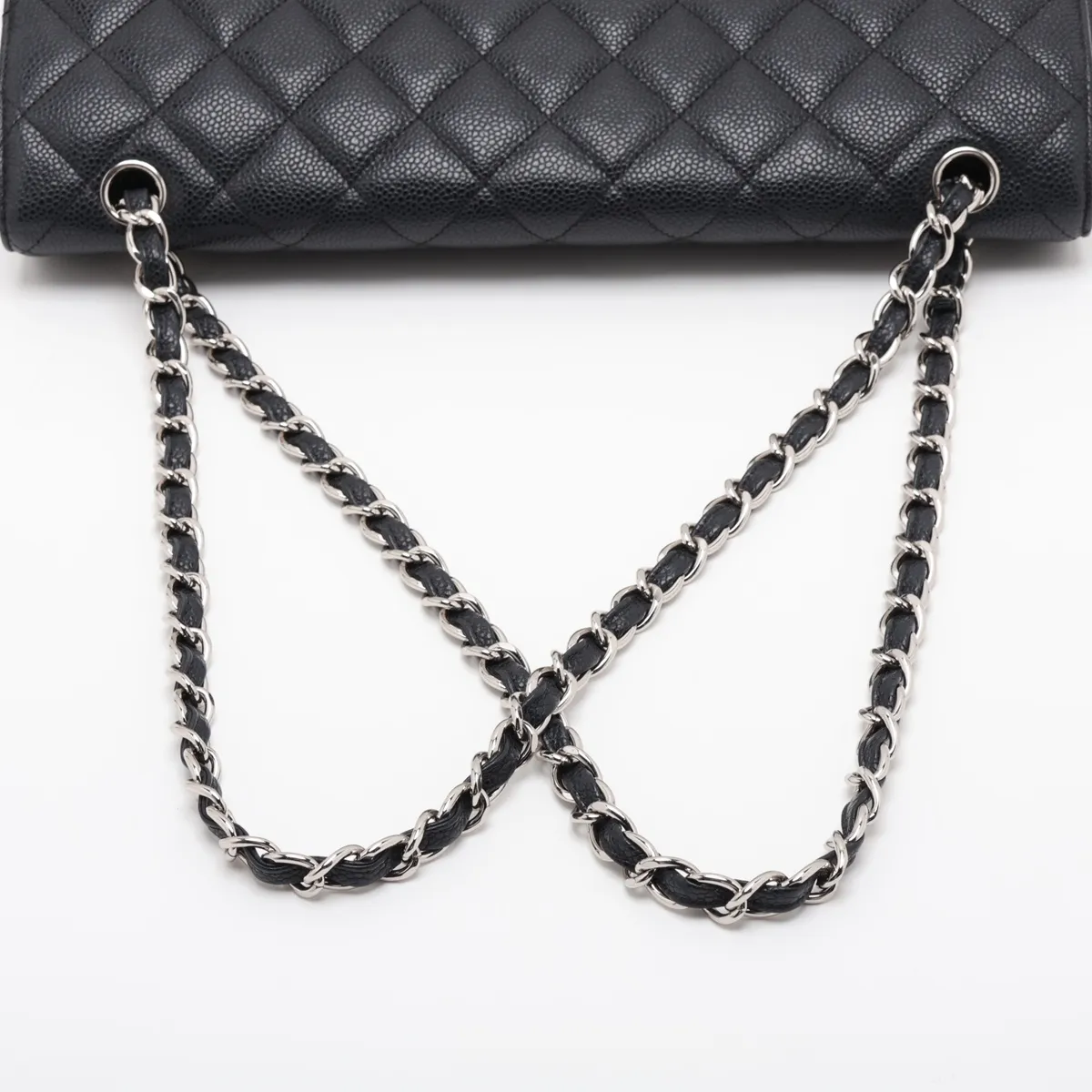 [Individually packaged] Chanel Large Matelassé 34 Maxi Caviar Skin Double Flap Double Chain Bag, Black with Silver Hardware, 15383485, Serial Number , A58601 — view 5