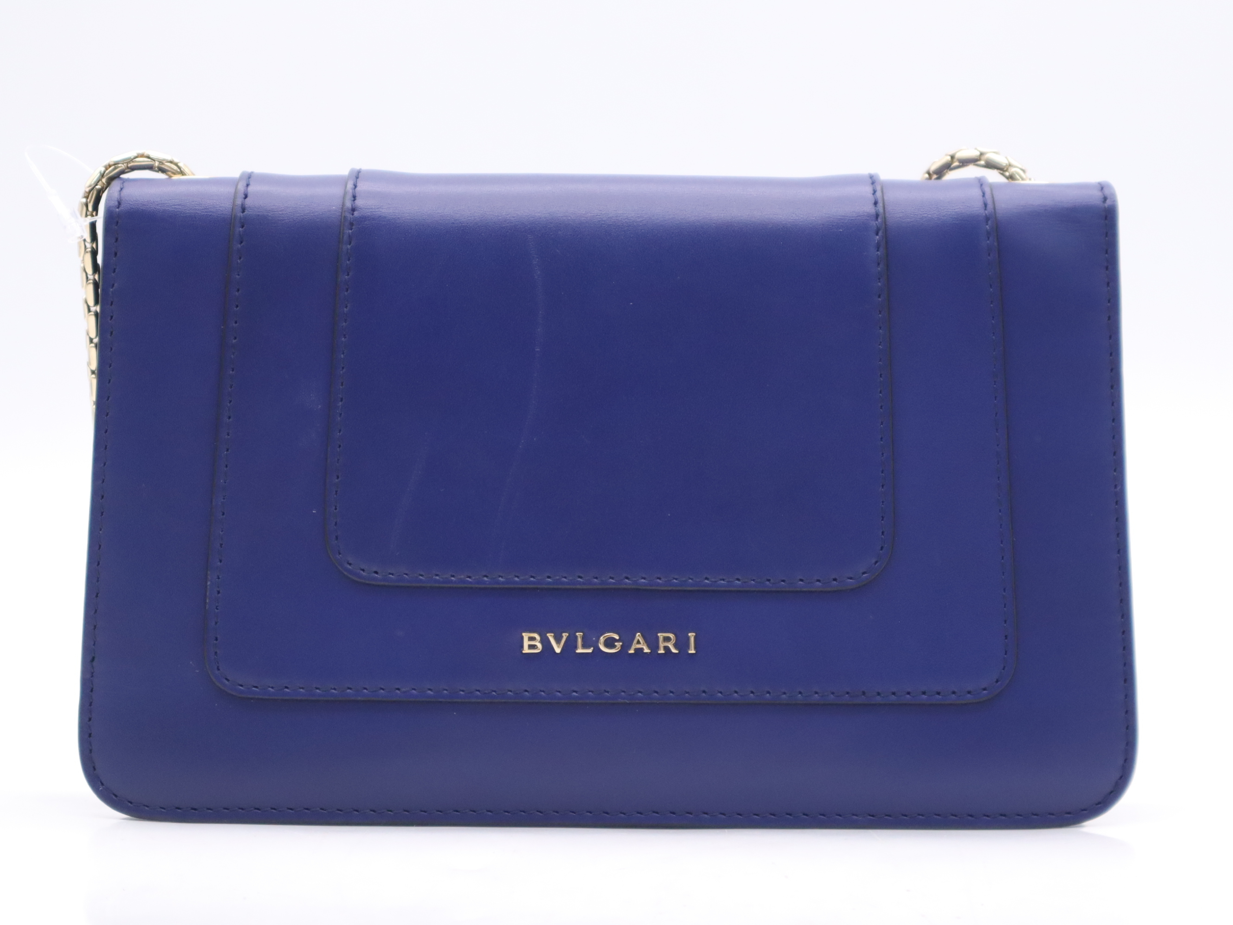Leather Serpenti Forever Chain Shoulder Bag, Blue Shoulder Bag — view 2