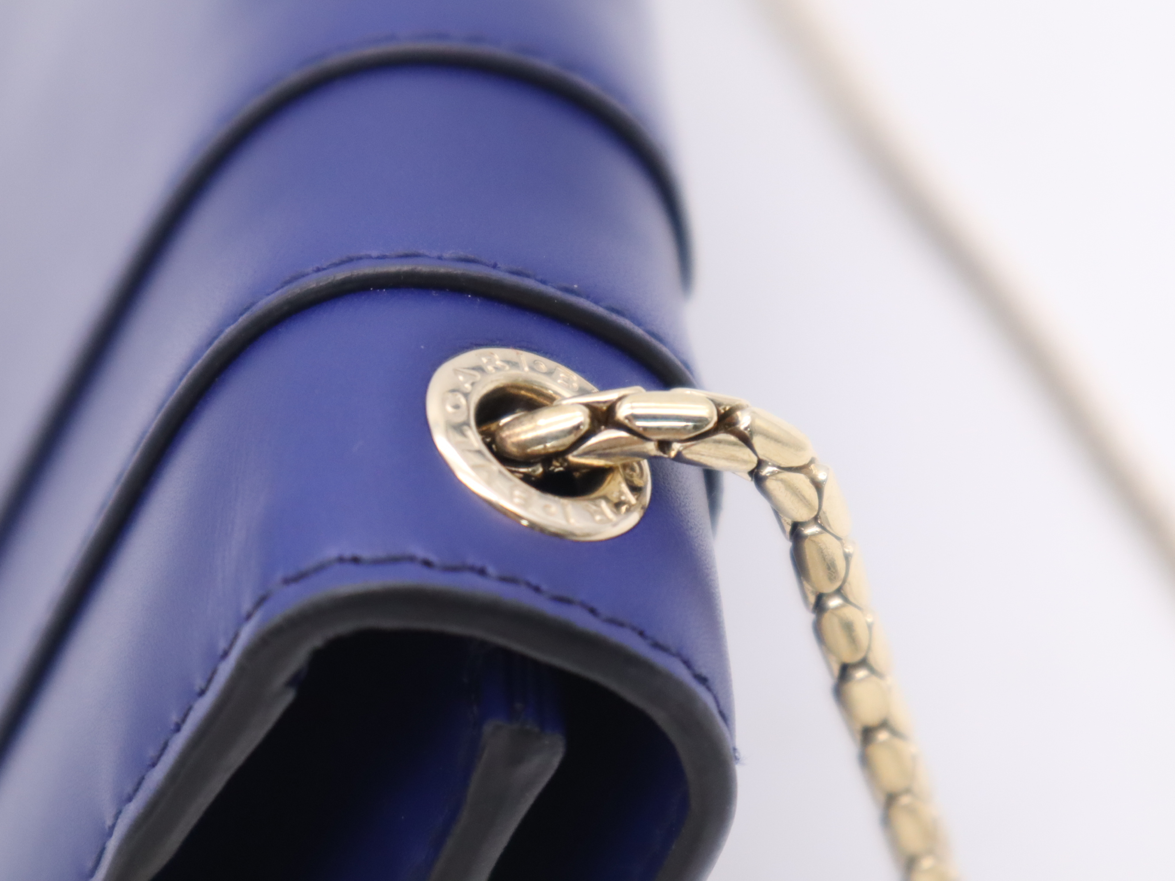 Leather Serpenti Forever Chain Shoulder Bag, Blue Shoulder Bag — view 7