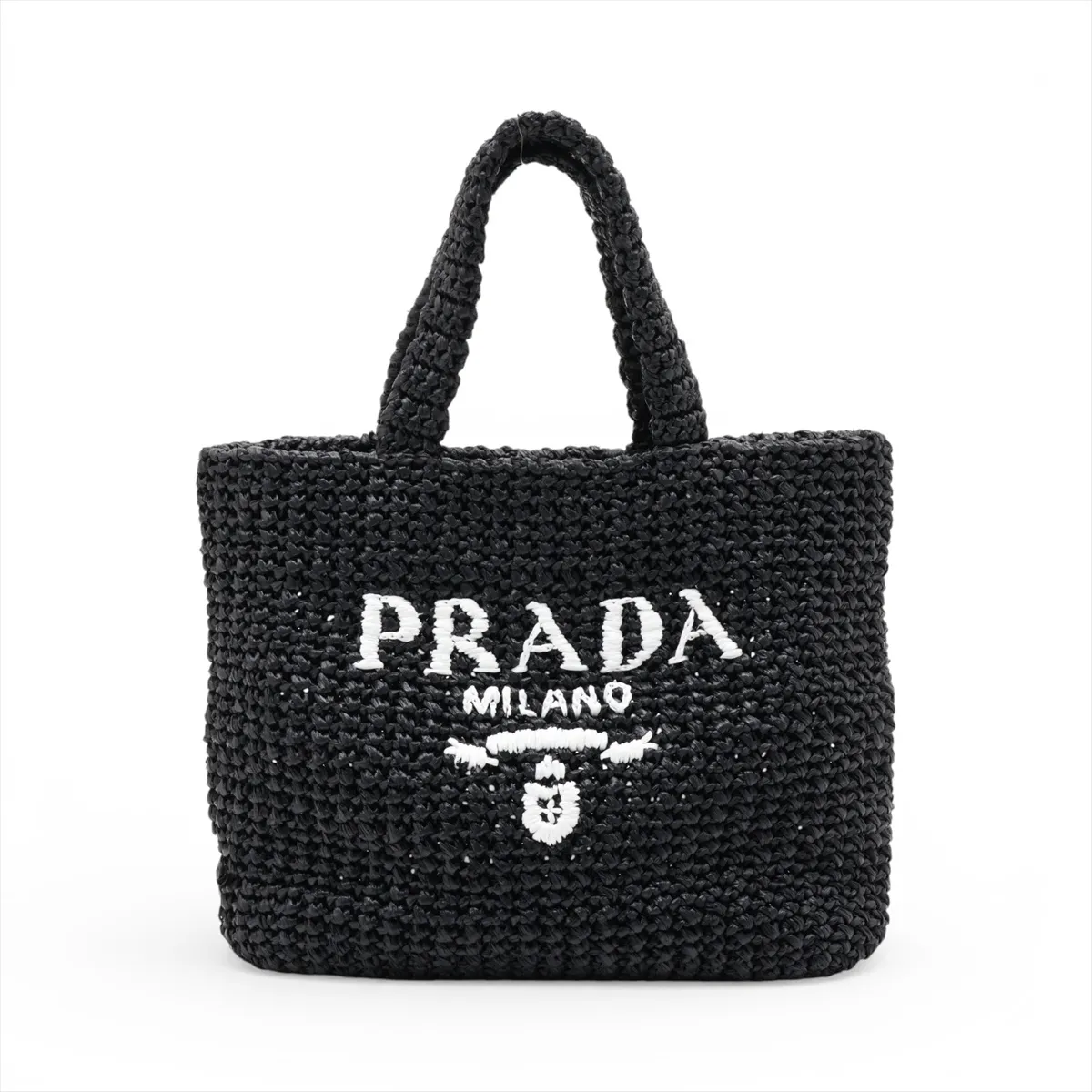 raffia handbag, black