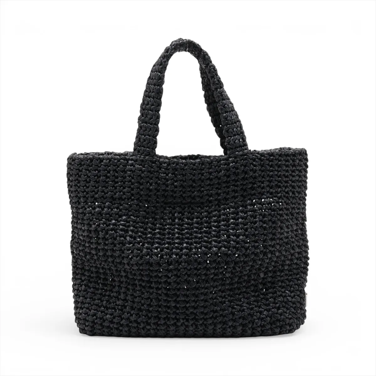 raffia handbag, black — view 2