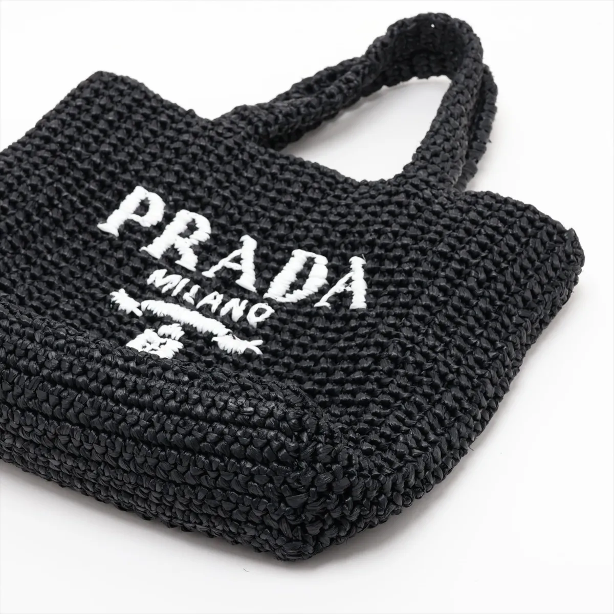 raffia handbag, black — view 3