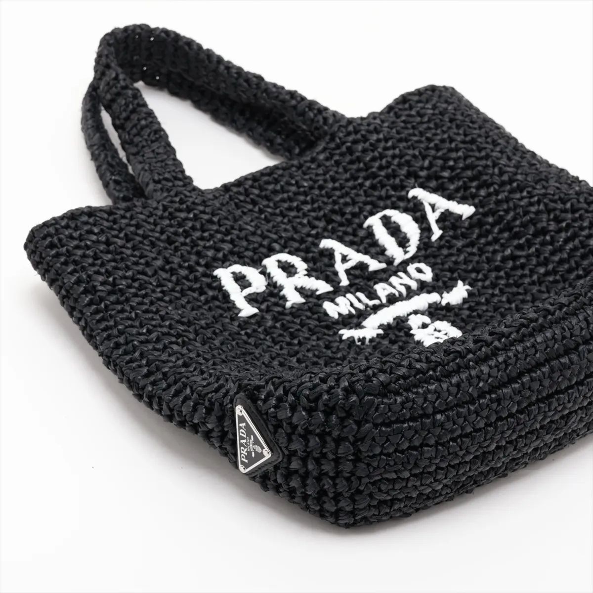 raffia handbag, black — view 4