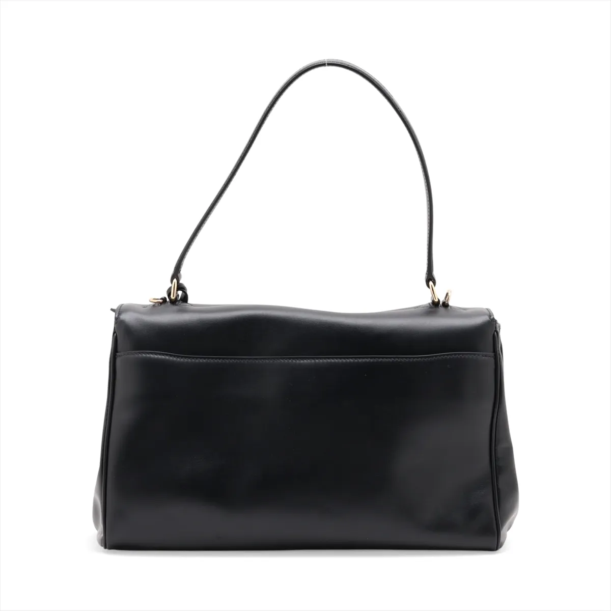 Soft Sound Large Leather Shoulder Bag, Black — view 2