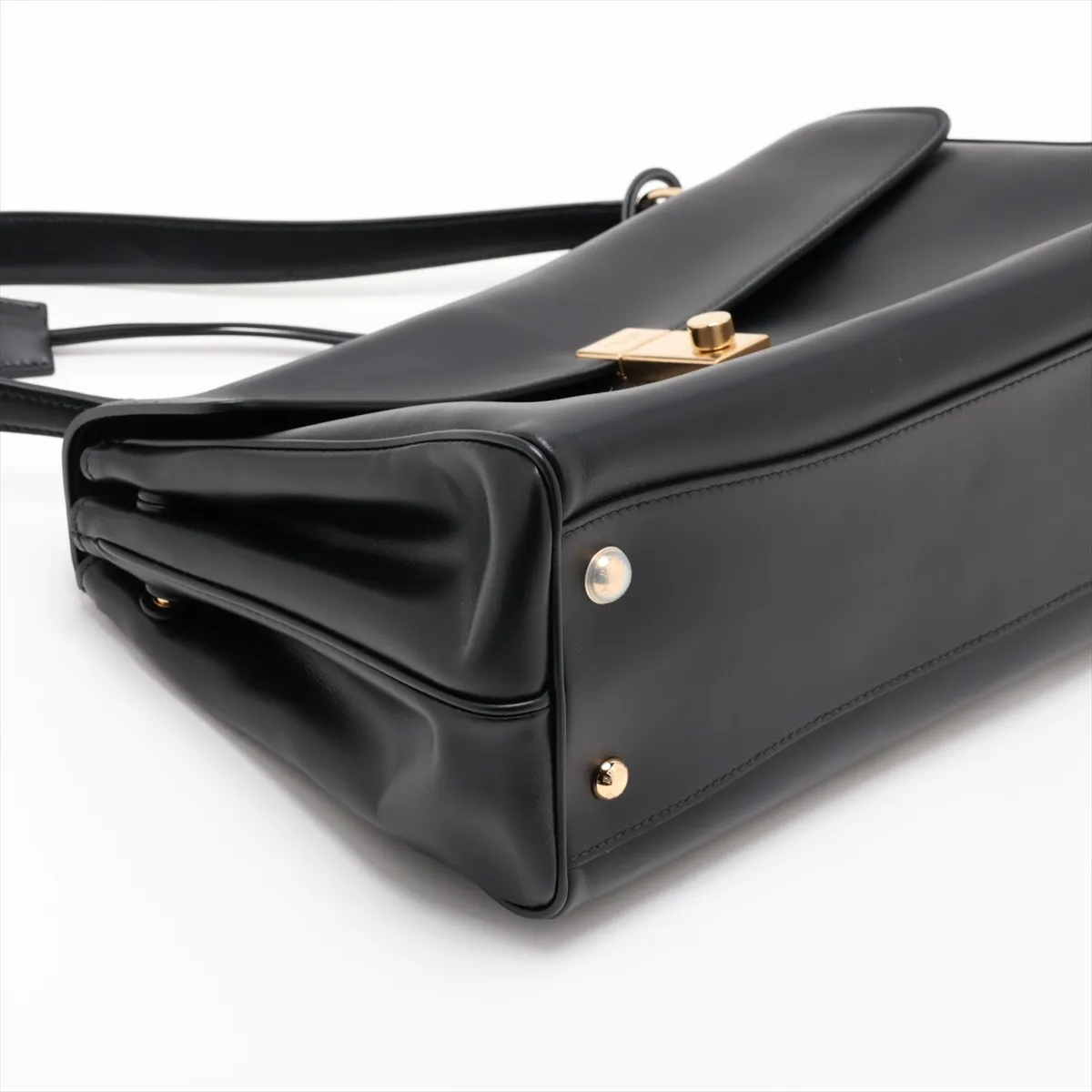 Soft Sound Large Leather Shoulder Bag, Black — view 4