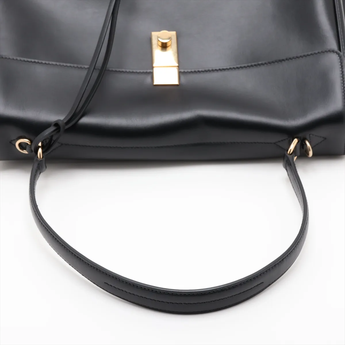 Soft Sound Large Leather Shoulder Bag, Black — view 5
