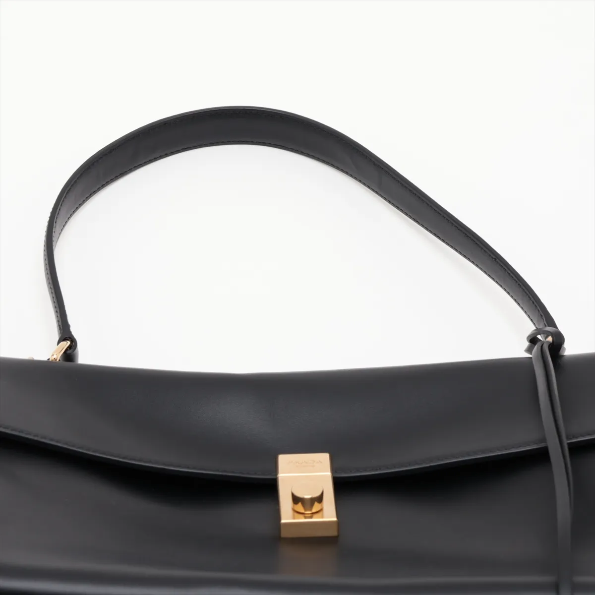 Soft Sound Large Leather Shoulder Bag, Black — view 6