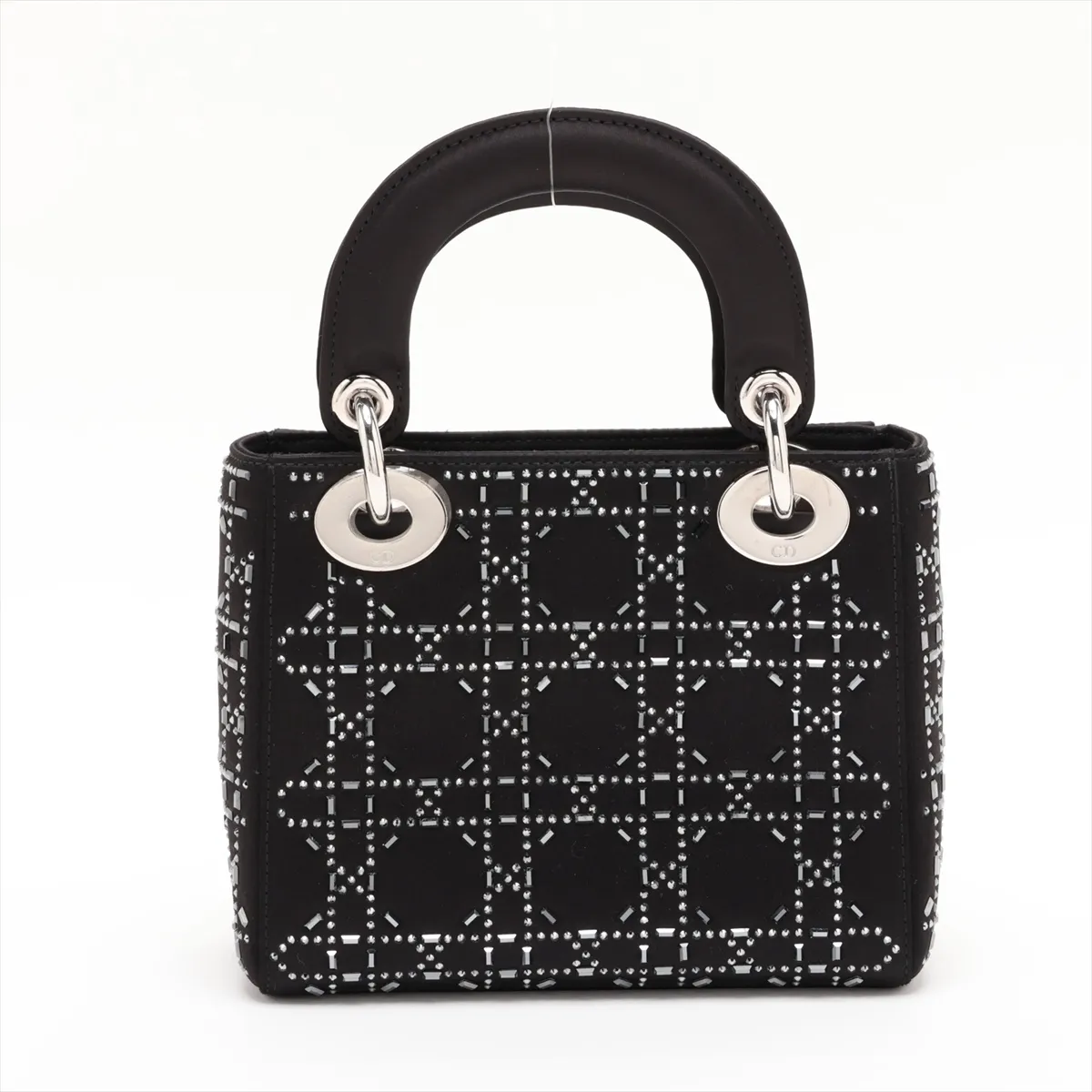 Cannage Lady Dior Mini Satin x Rhinestone 2-Way Handbag, Black — view 2