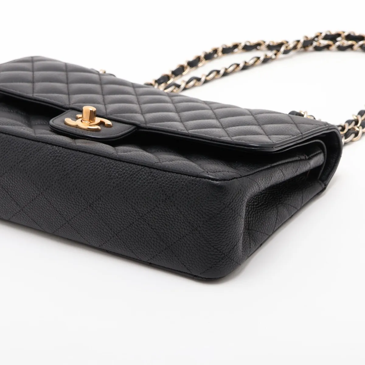 [Individually packaged] Chanel Matelassé 25 Caviar Skin Double Flap Double Chain Bag, Black with Gold Hardware, 16619515, Serial Number , A01112 — view 3