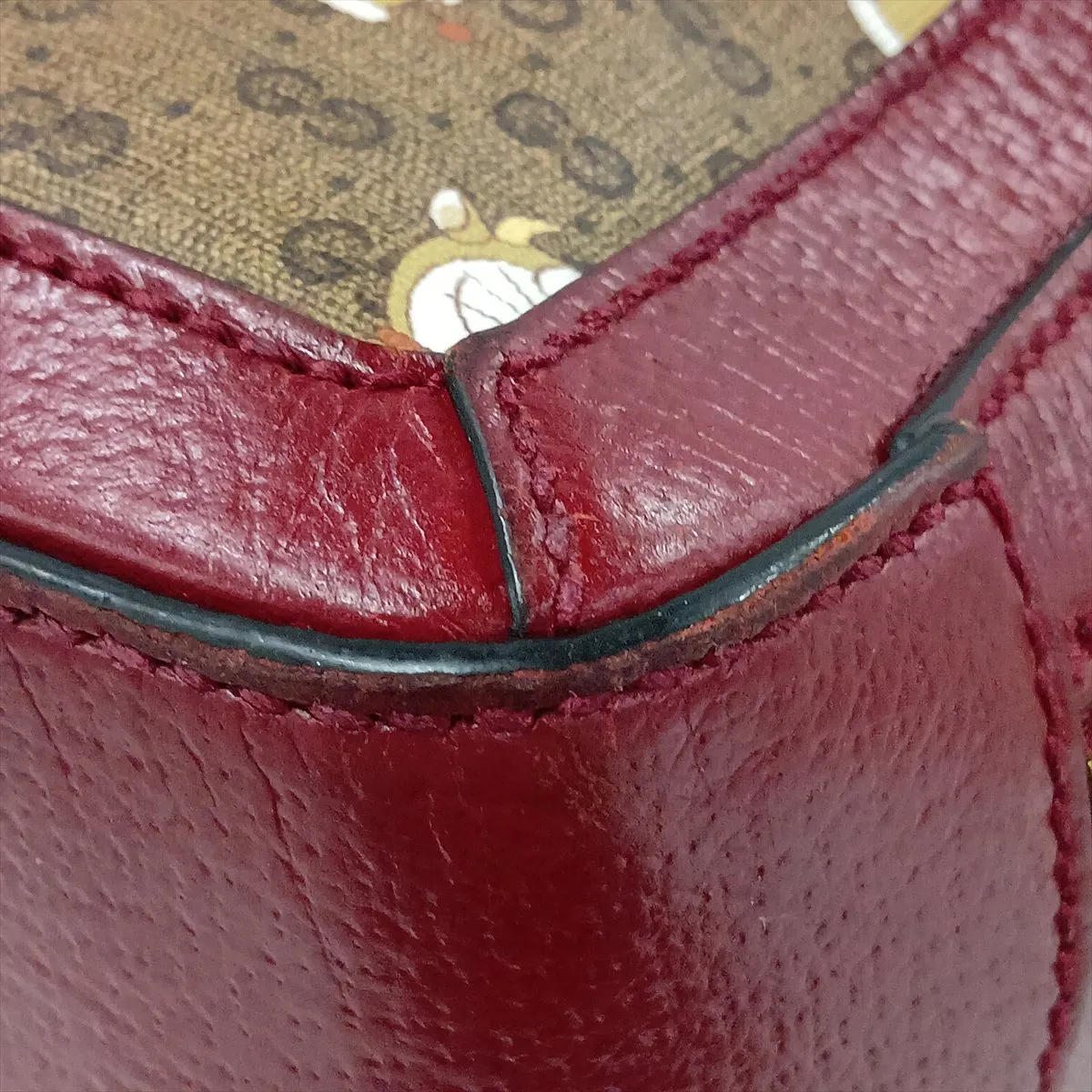 Doraemon x Gucci Mini GG Supreme 655596 PVC x Leather Chain Shoulder Bag Beige x Red — view 12