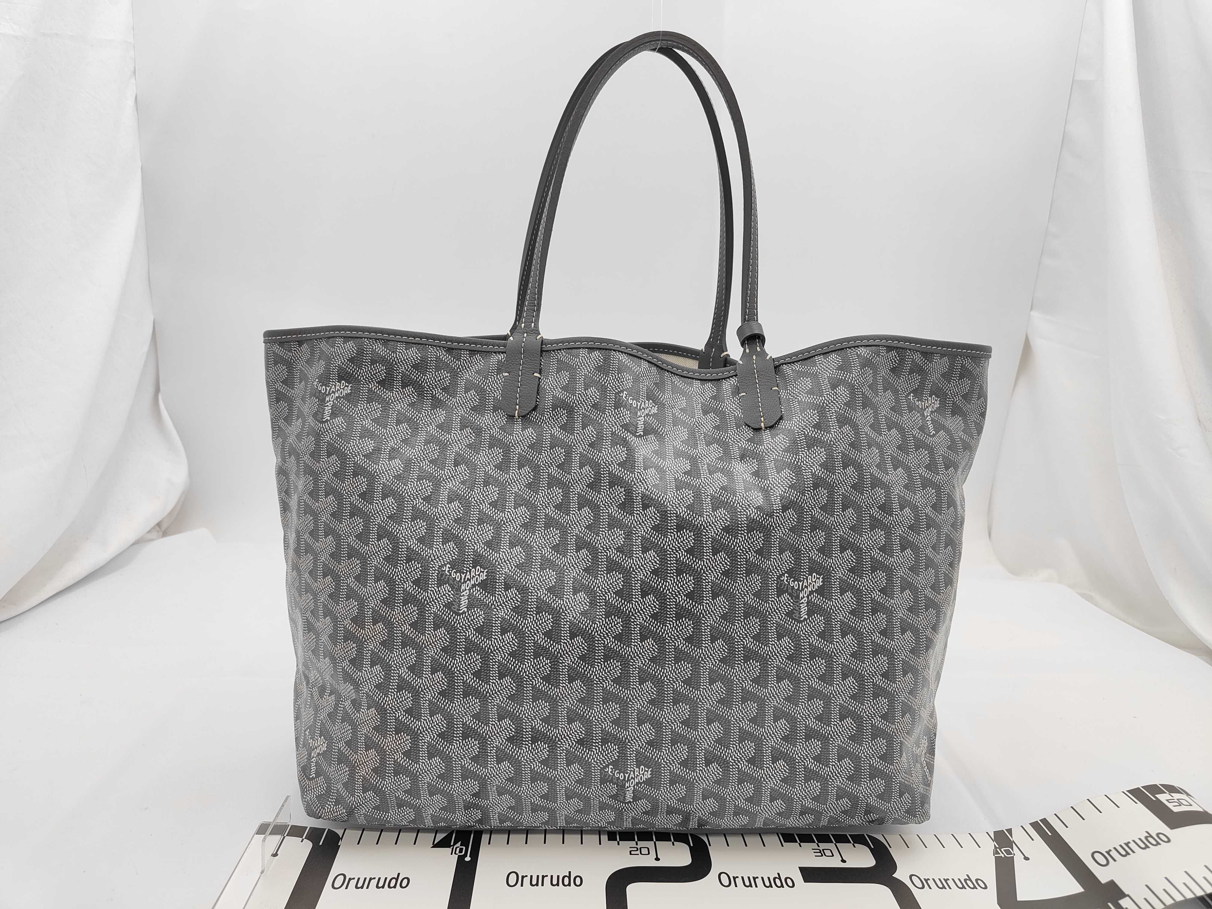 Saint Louis PM Heart Print Tote Bag, Gray Leather & PVC Tote Bag — view 2