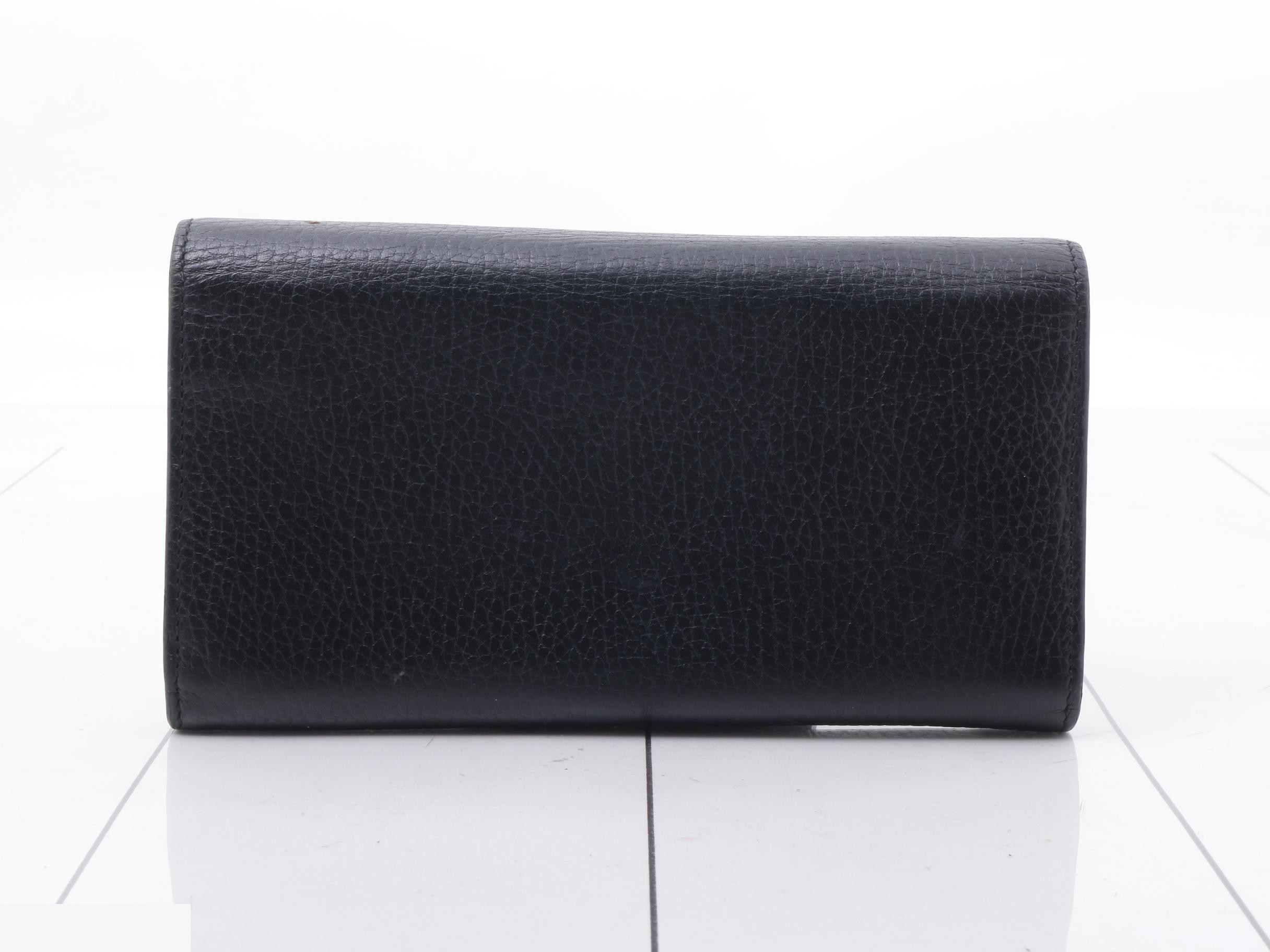 Interlocking Leather Long Wallet, Black — view 2