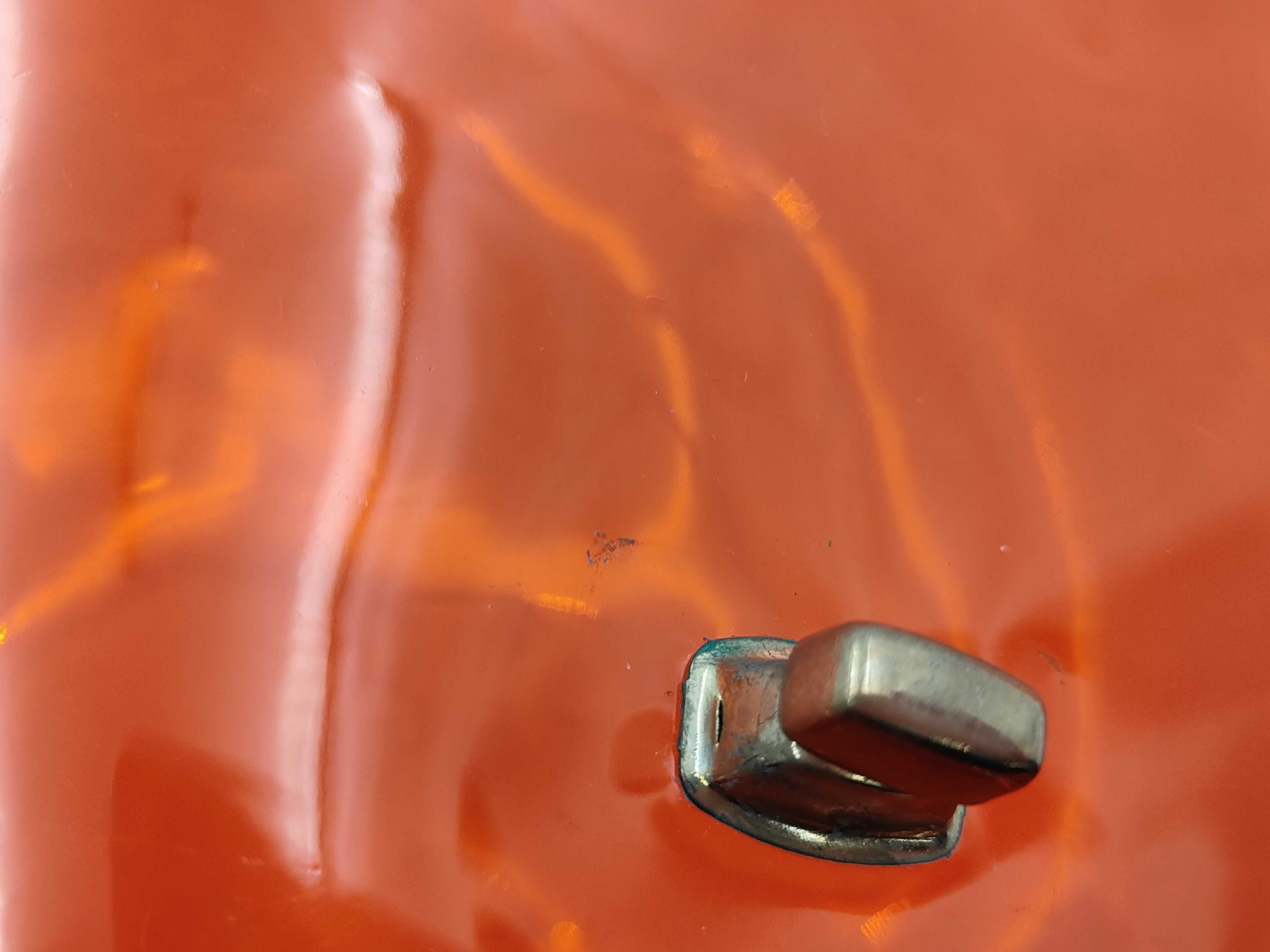 Kelly Vinyl Handbag, Orange with Gold Hardware — view 11