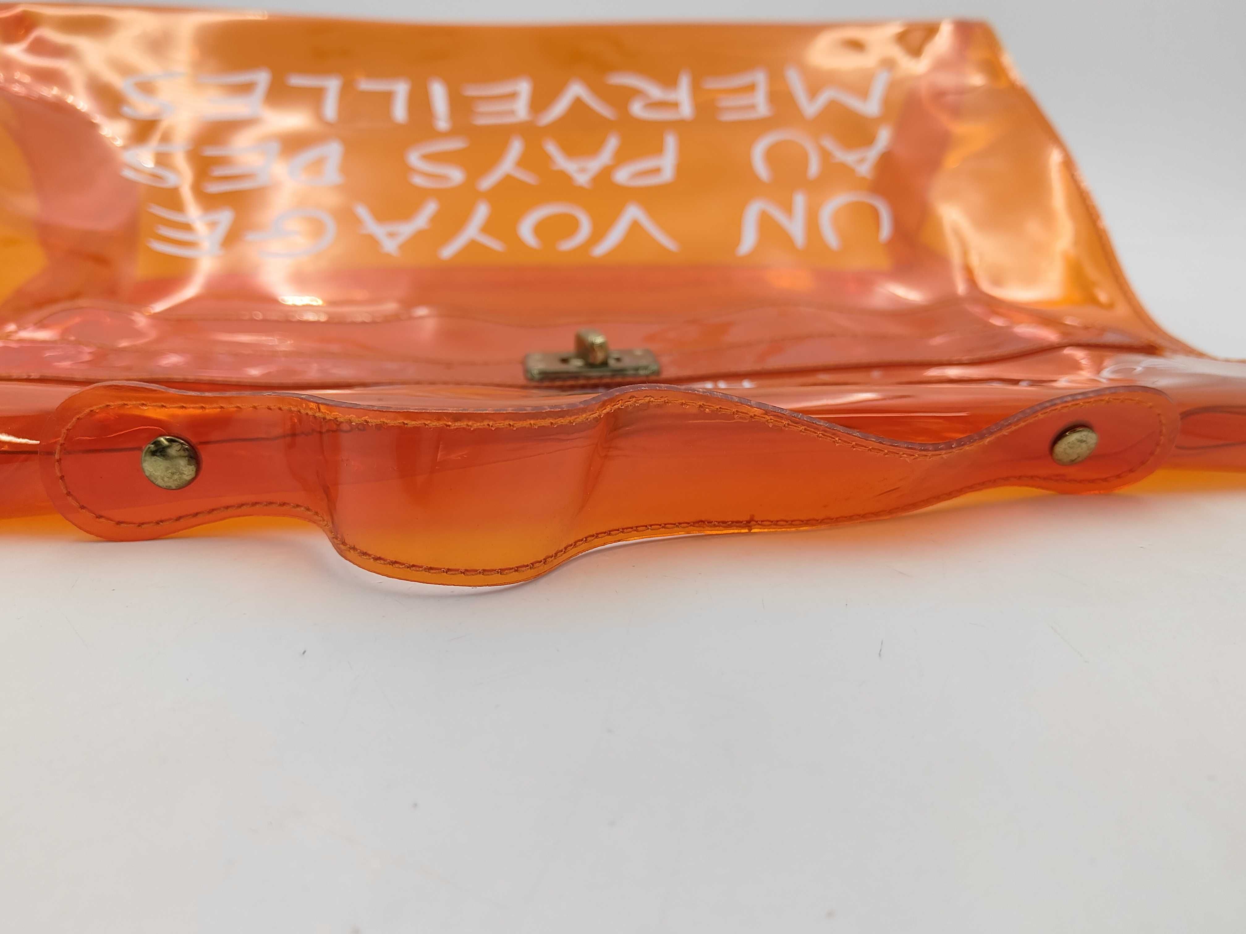 Kelly Vinyl Handbag, Orange with Gold Hardware — view 3