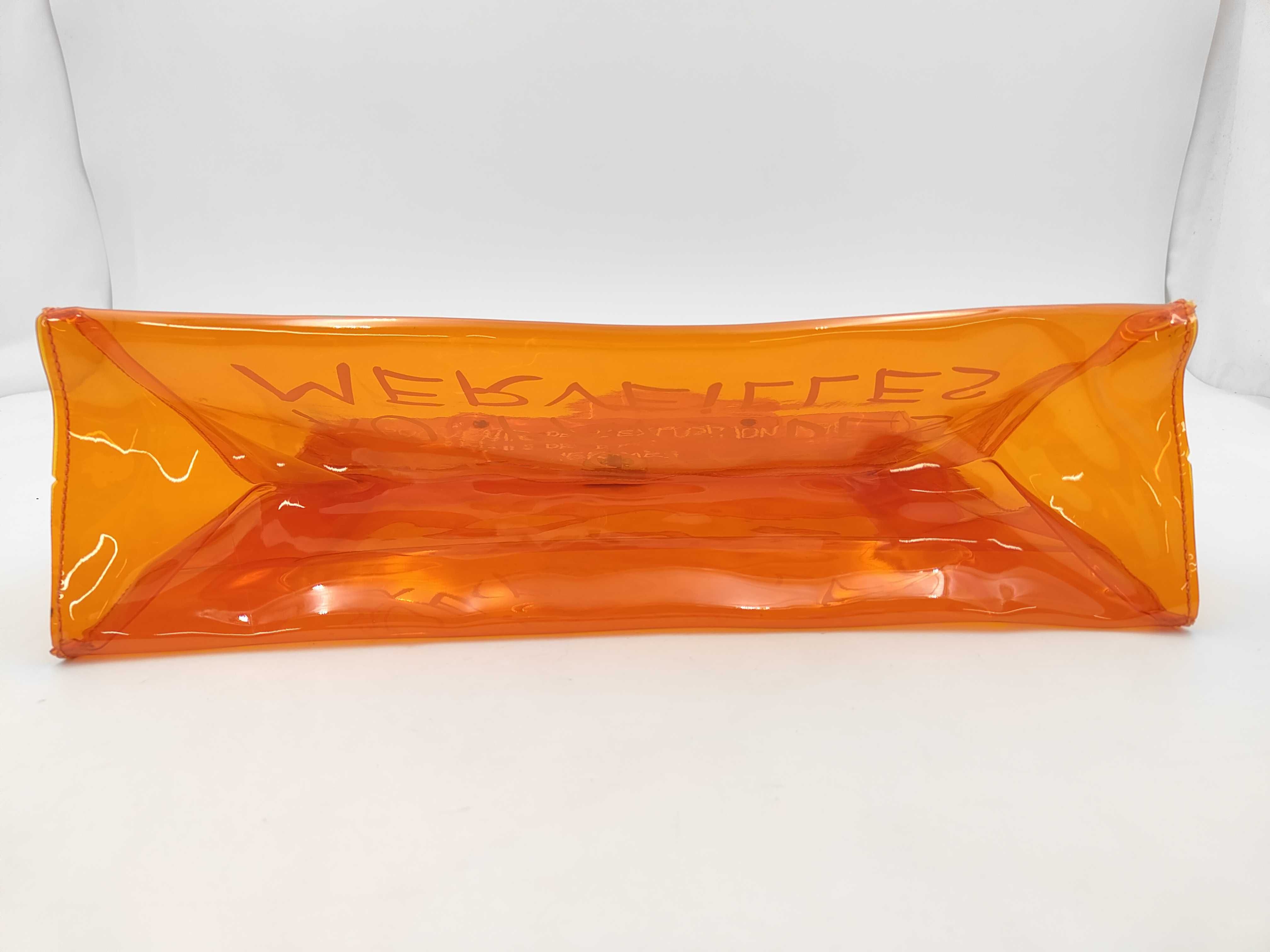 Kelly Vinyl Handbag, Orange with Gold Hardware — view 5