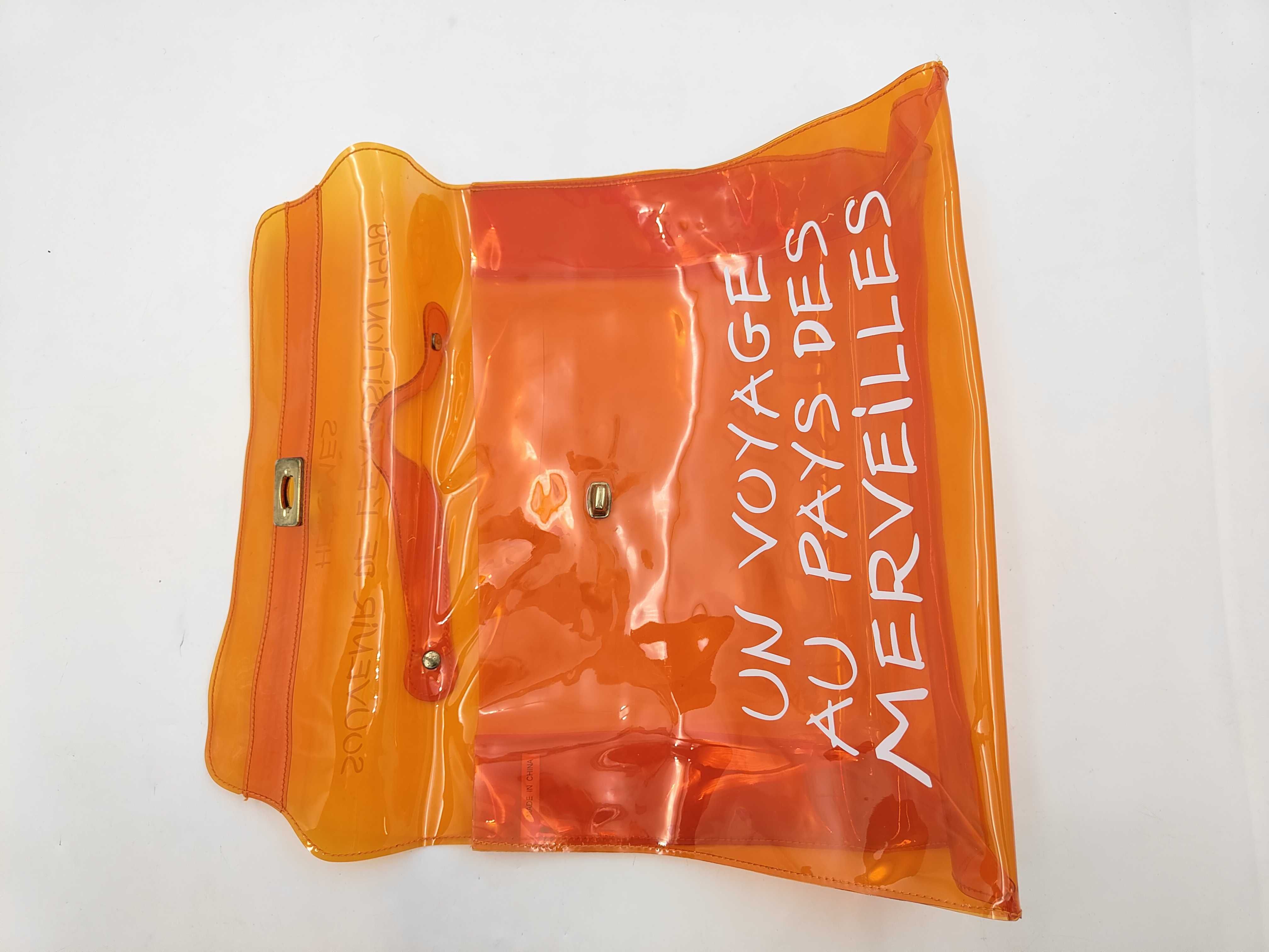 Kelly Vinyl Handbag, Orange with Gold Hardware — view 8