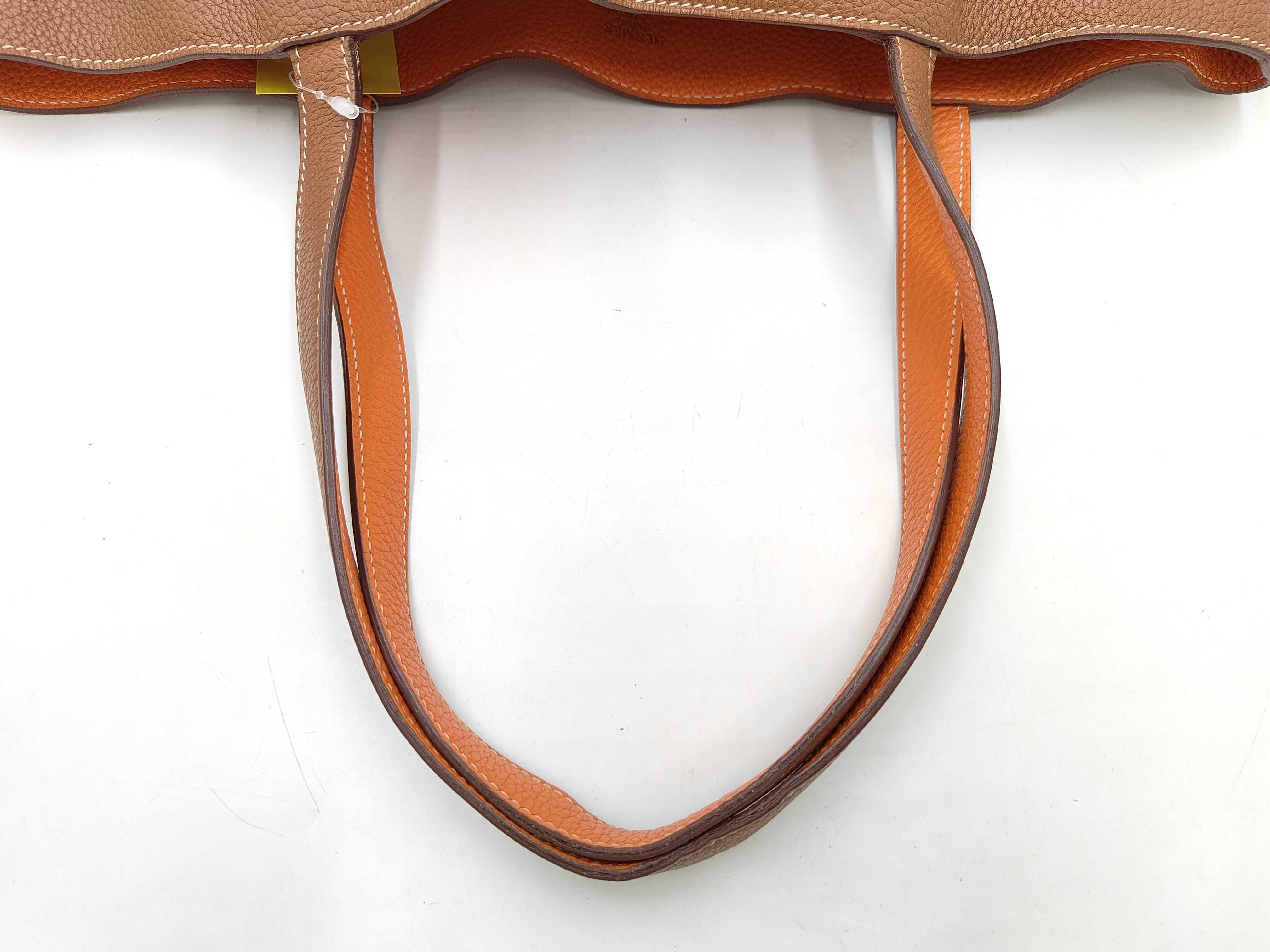 Double Sens 45 Taurillon Clemence Orange x Gold Tote Bag — view 3