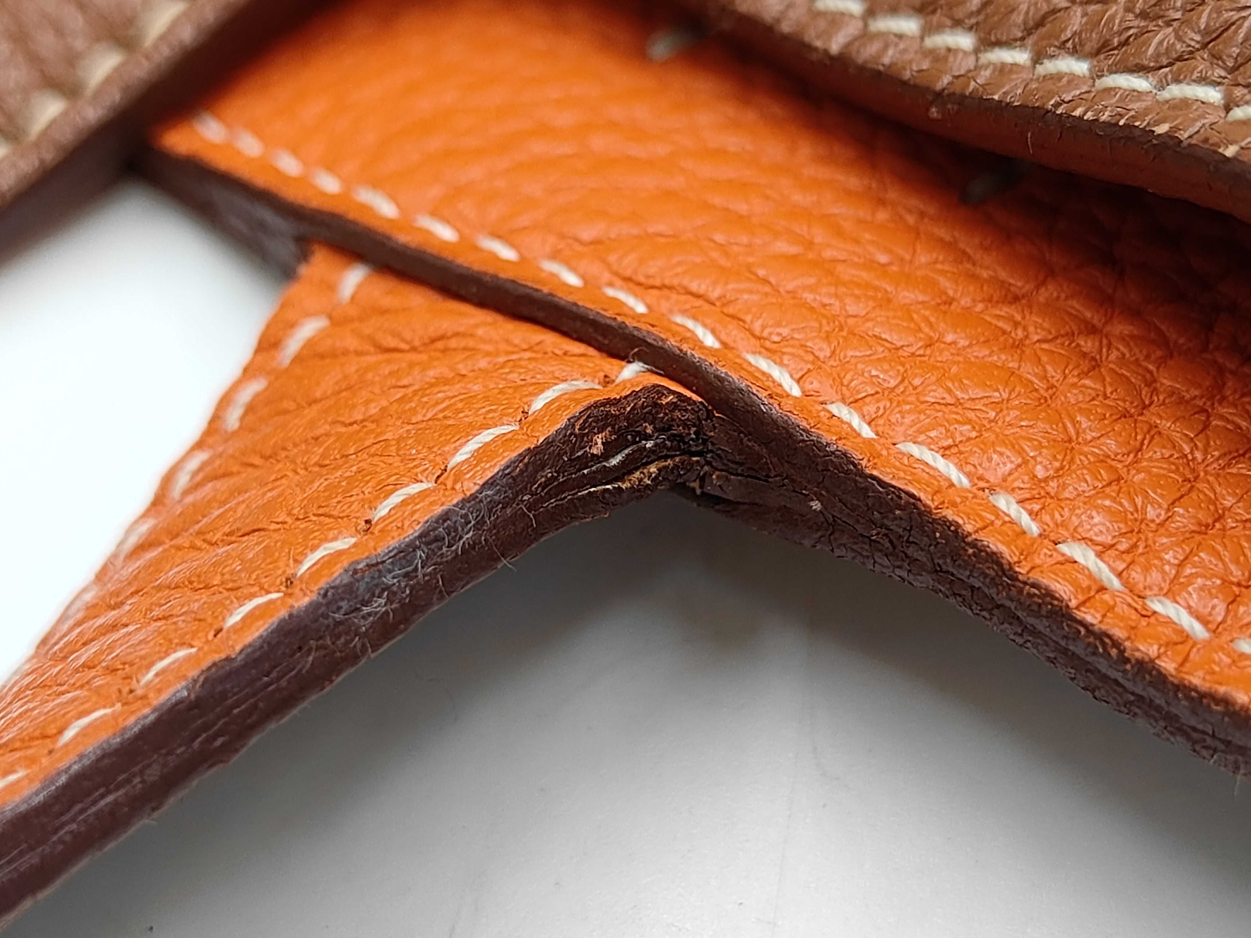 Double Sens 45 Taurillon Clemence Orange x Gold Tote Bag — view 5