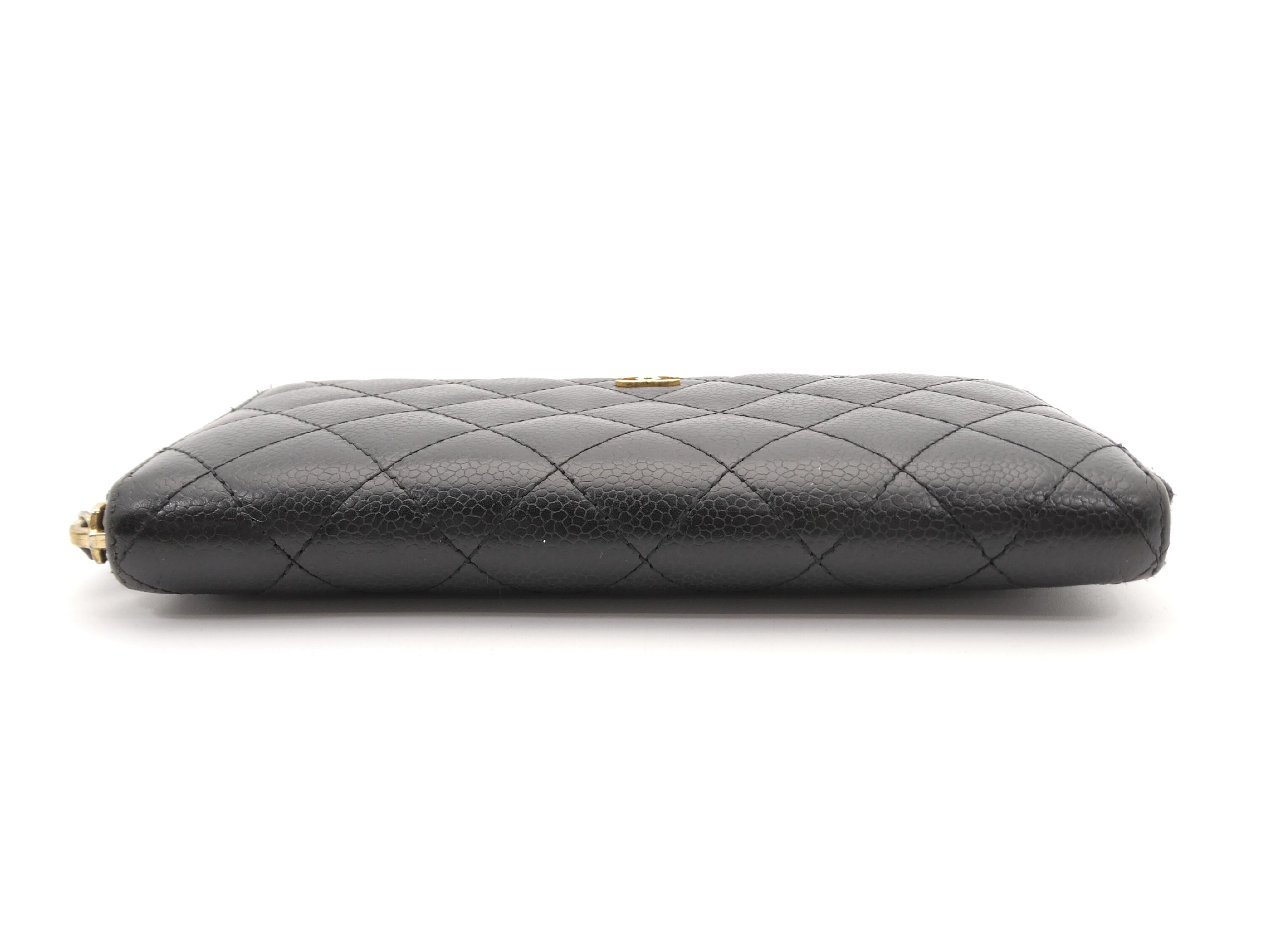 Matelassé Coco Mark Caviar Skin Round Zip Wallet — view 5